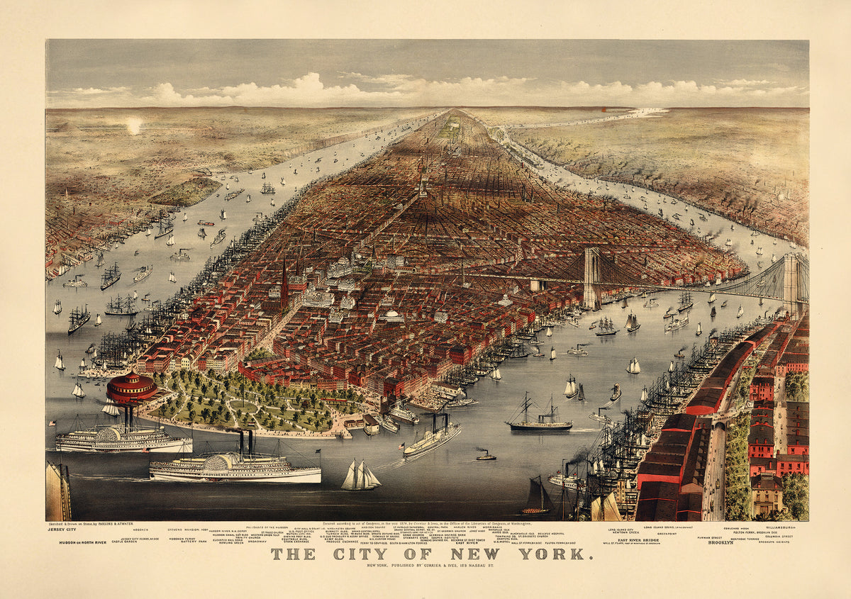 The City of New York 1876 by Relic Map Company