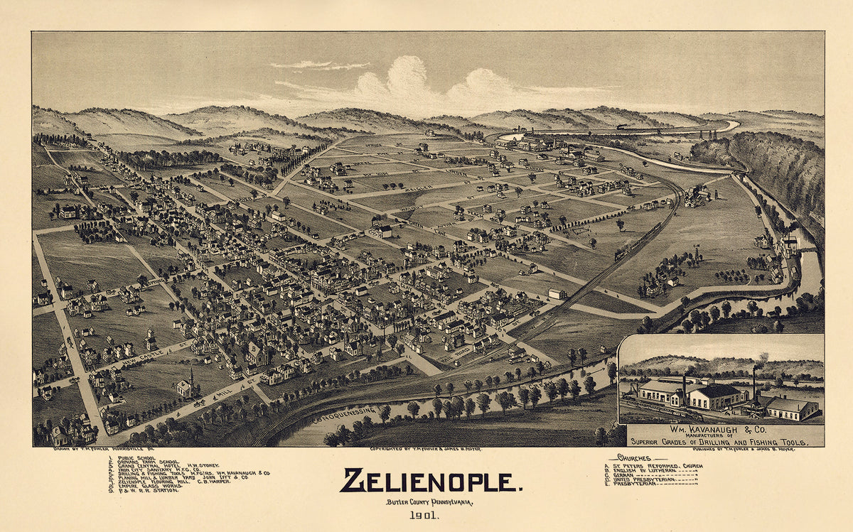 Zelienople, Butler County, Pennsylvania 1901 by Relic Map Company