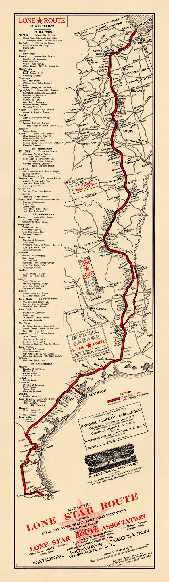 Map of the Lone Star Route. (Map of the Lone Star Route: Showing Every City, Town, Village and Hamlet Throughout Its Entire Length) 1922 by Relic Map Company