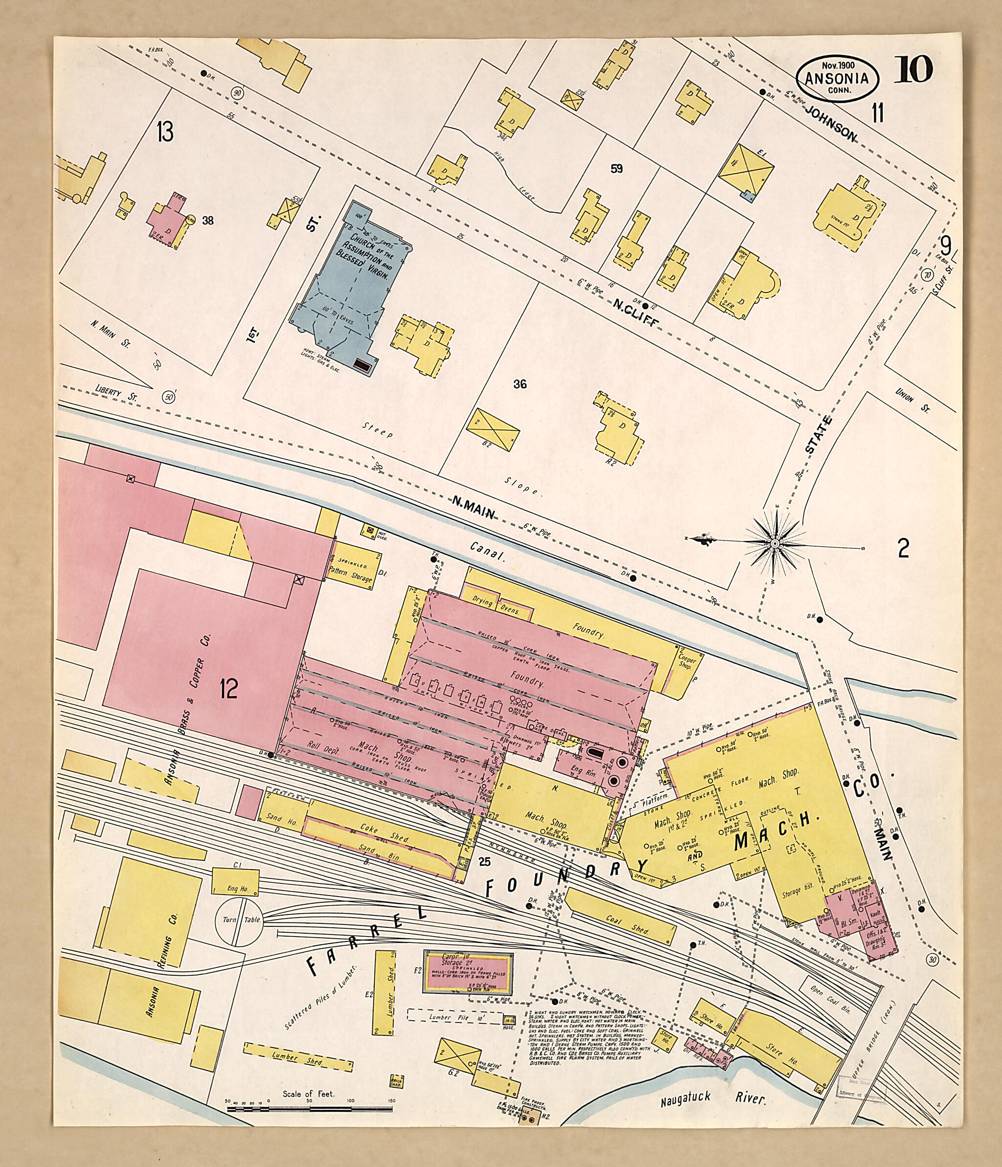 This old map of Ansonia, New Haven County, Connecticut was created by Sanborn Map Company in 1900