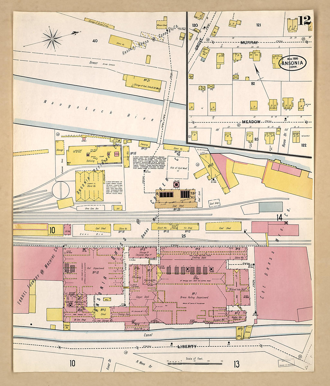 This old map of Ansonia, New Haven County, Connecticut was created by Sanborn Map Company in 1900