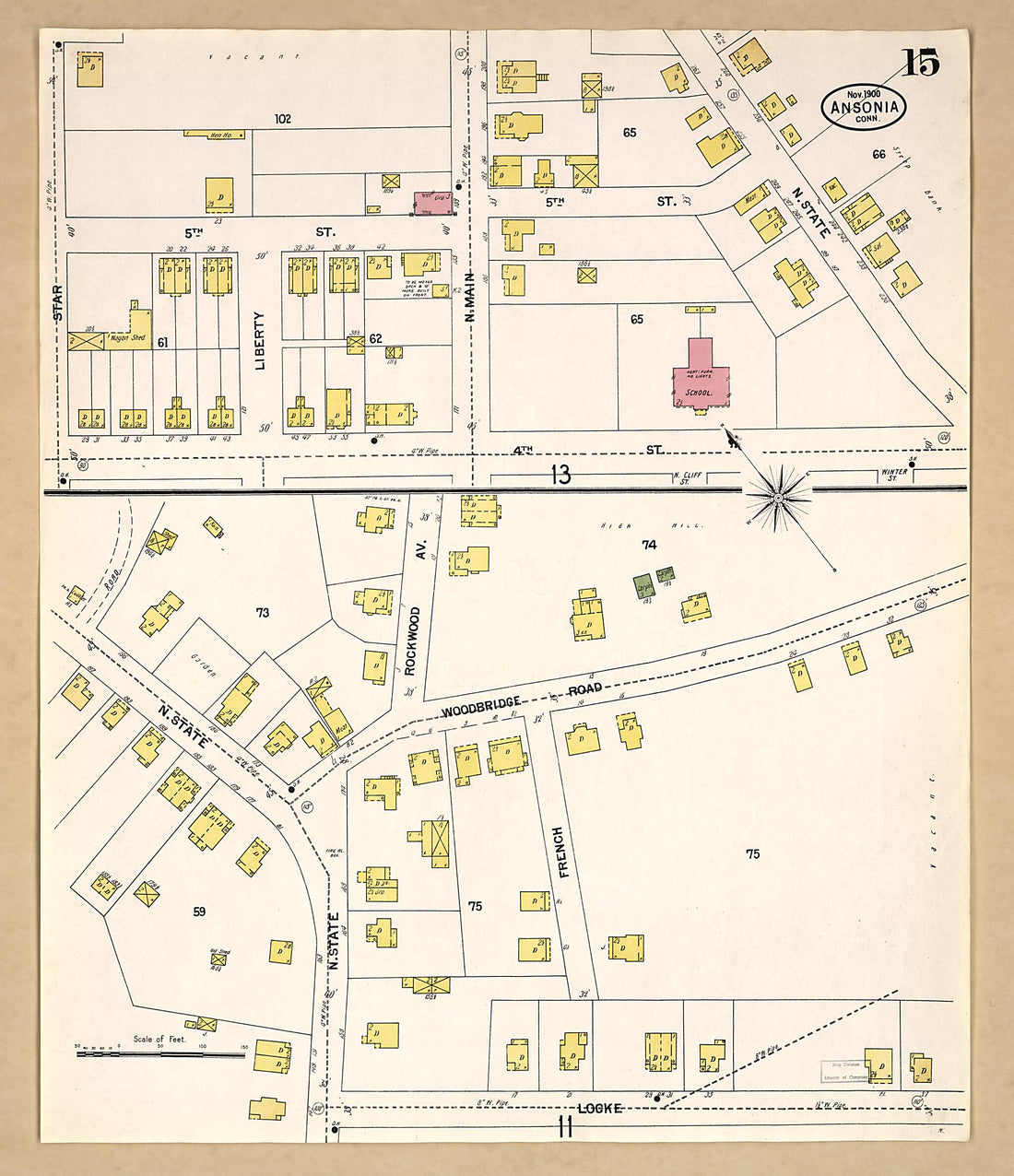 This old map of Ansonia, New Haven County, Connecticut was created by Sanborn Map Company in 1900