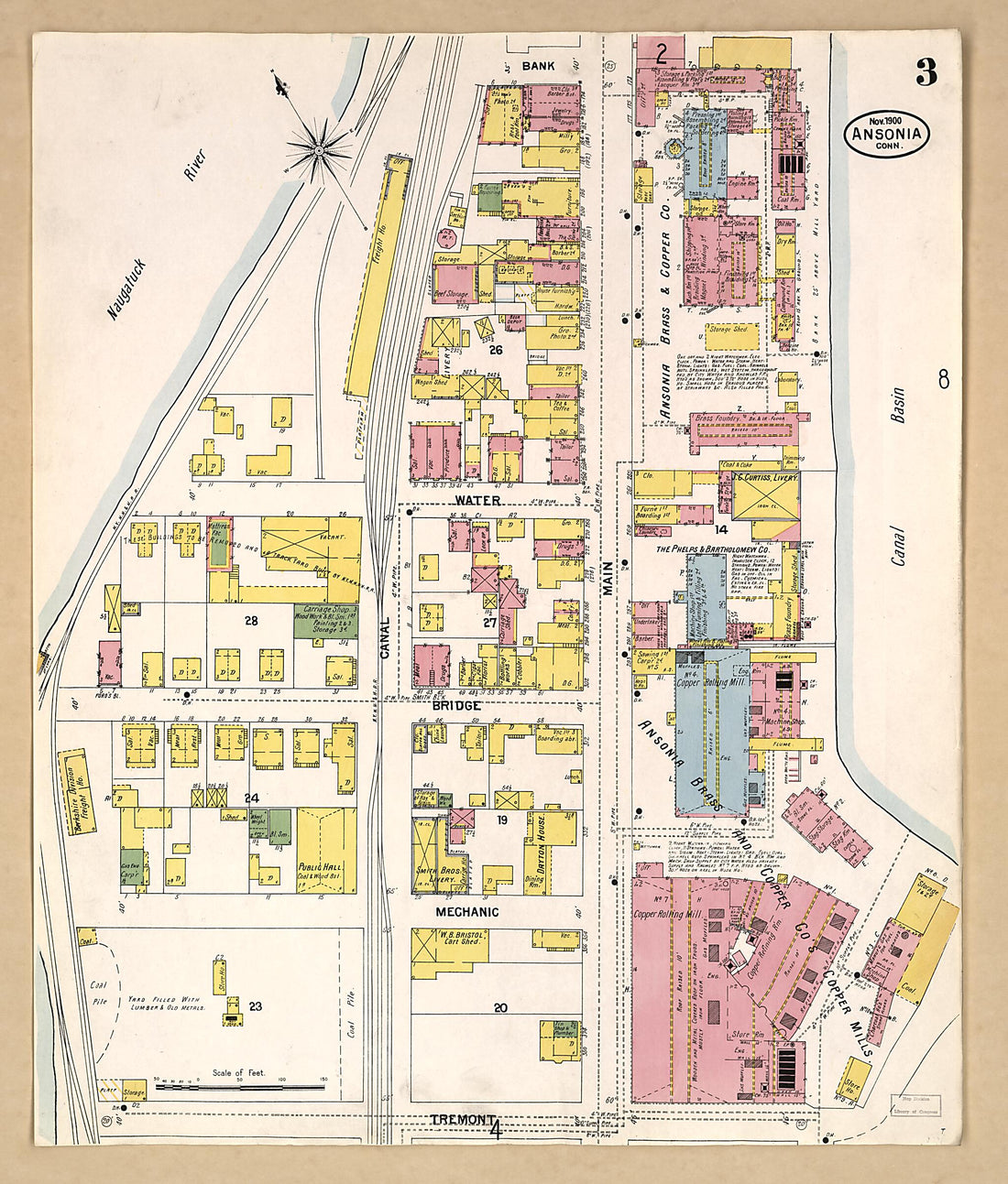 This old map of Ansonia, New Haven County, Connecticut was created by Sanborn Map Company in 1900