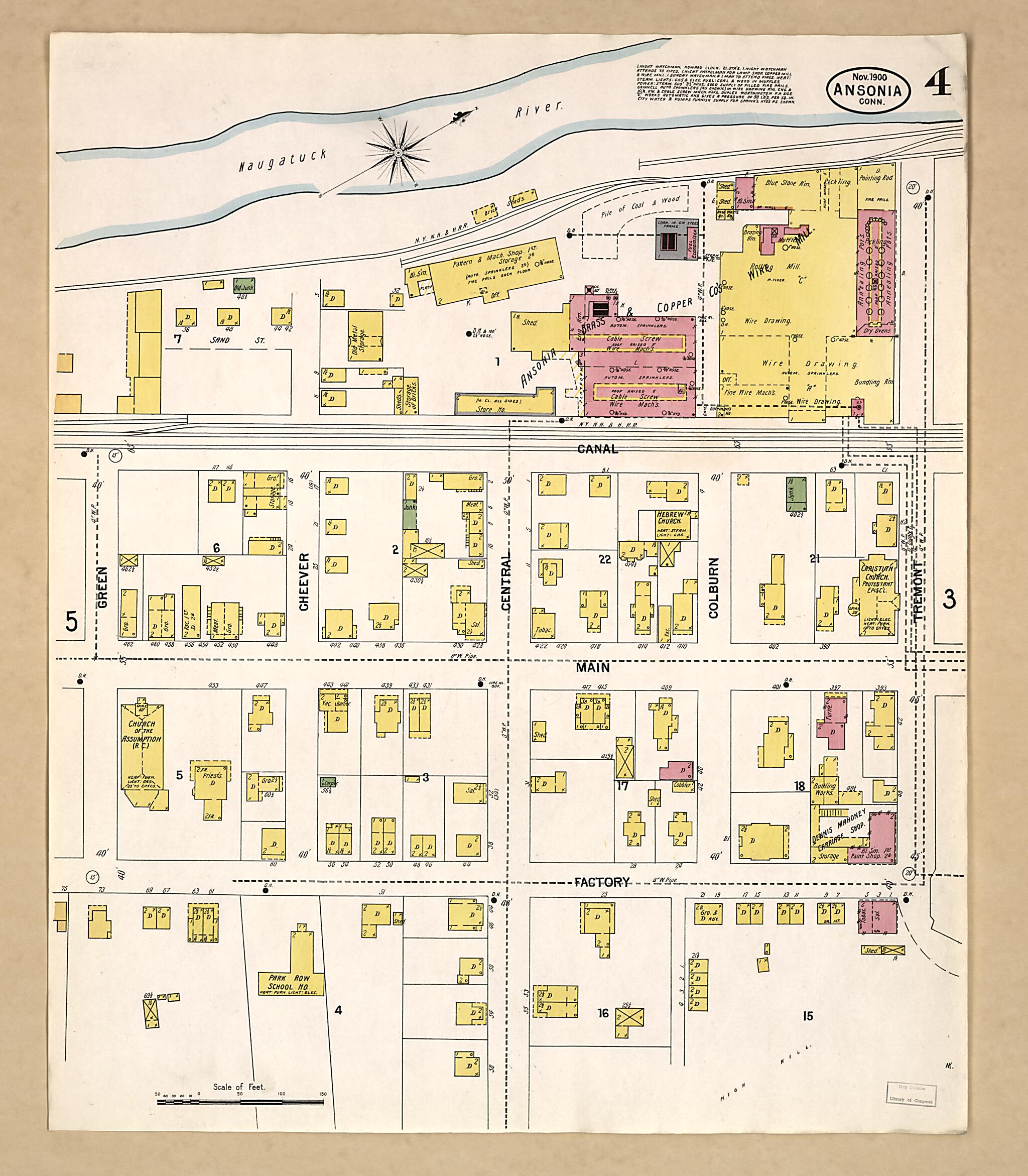 This old map of Ansonia, New Haven County, Connecticut was created by Sanborn Map Company in 1900