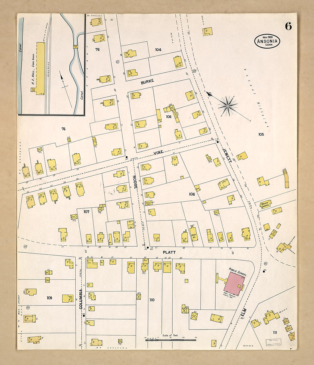 This old map of Ansonia, New Haven County, Connecticut was created by Sanborn Map Company in 1900
