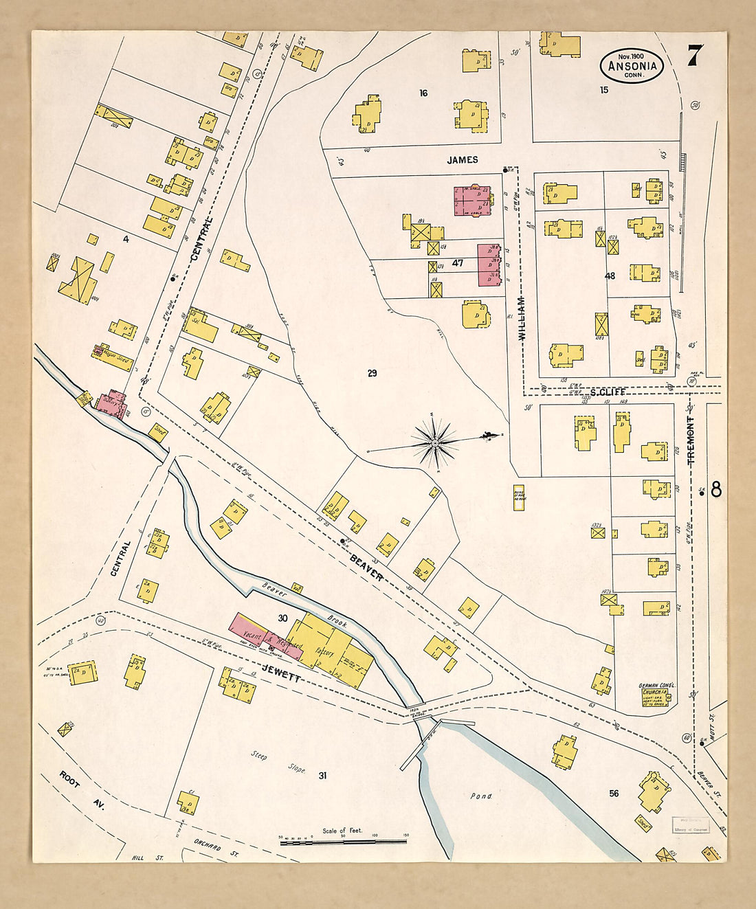 This old map of Ansonia, New Haven County, Connecticut was created by Sanborn Map Company in 1900