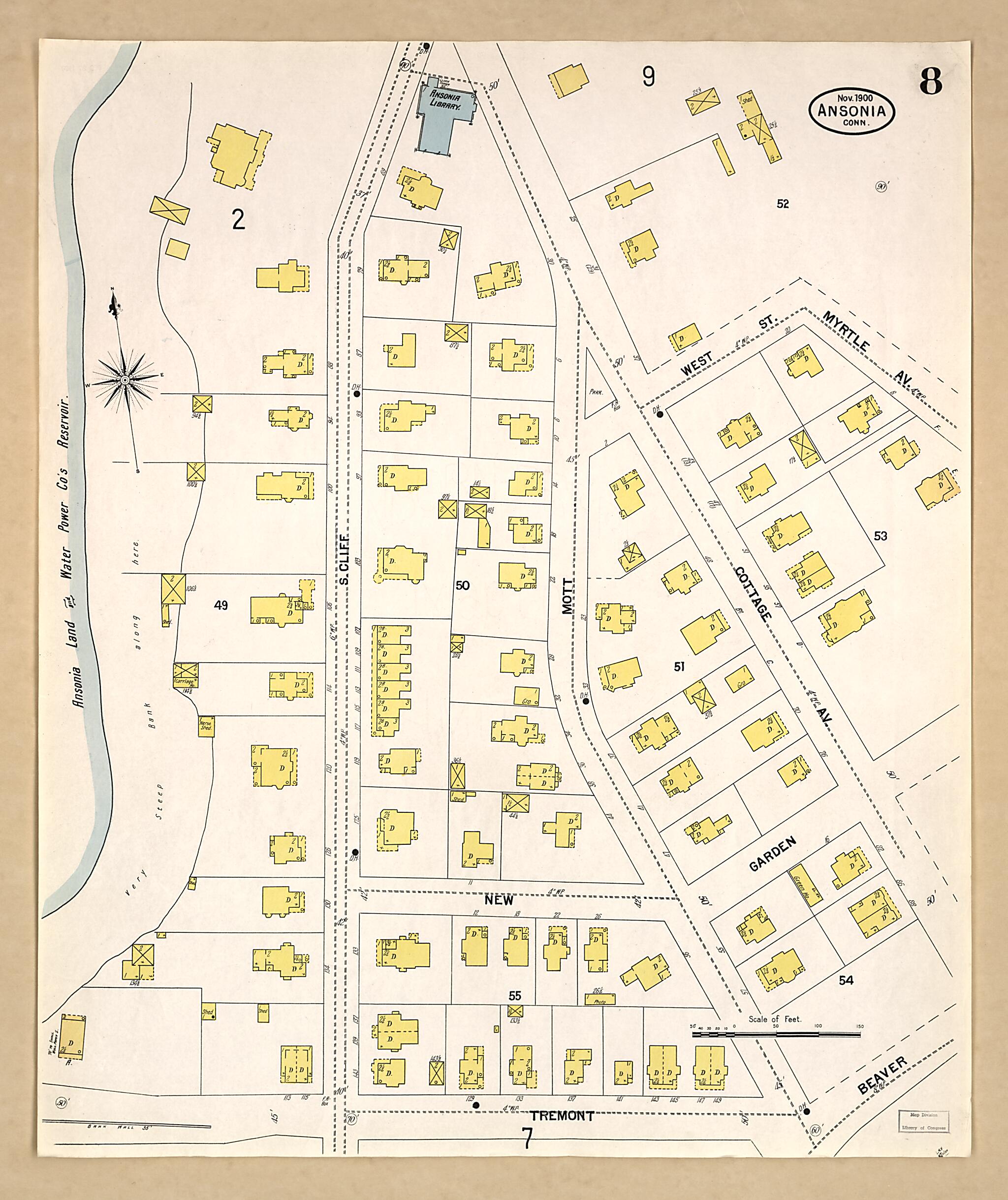 This old map of Ansonia, New Haven County, Connecticut was created by Sanborn Map Company in 1900
