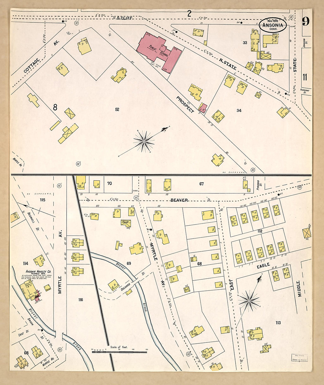 This old map of Ansonia, New Haven County, Connecticut was created by Sanborn Map Company in 1900