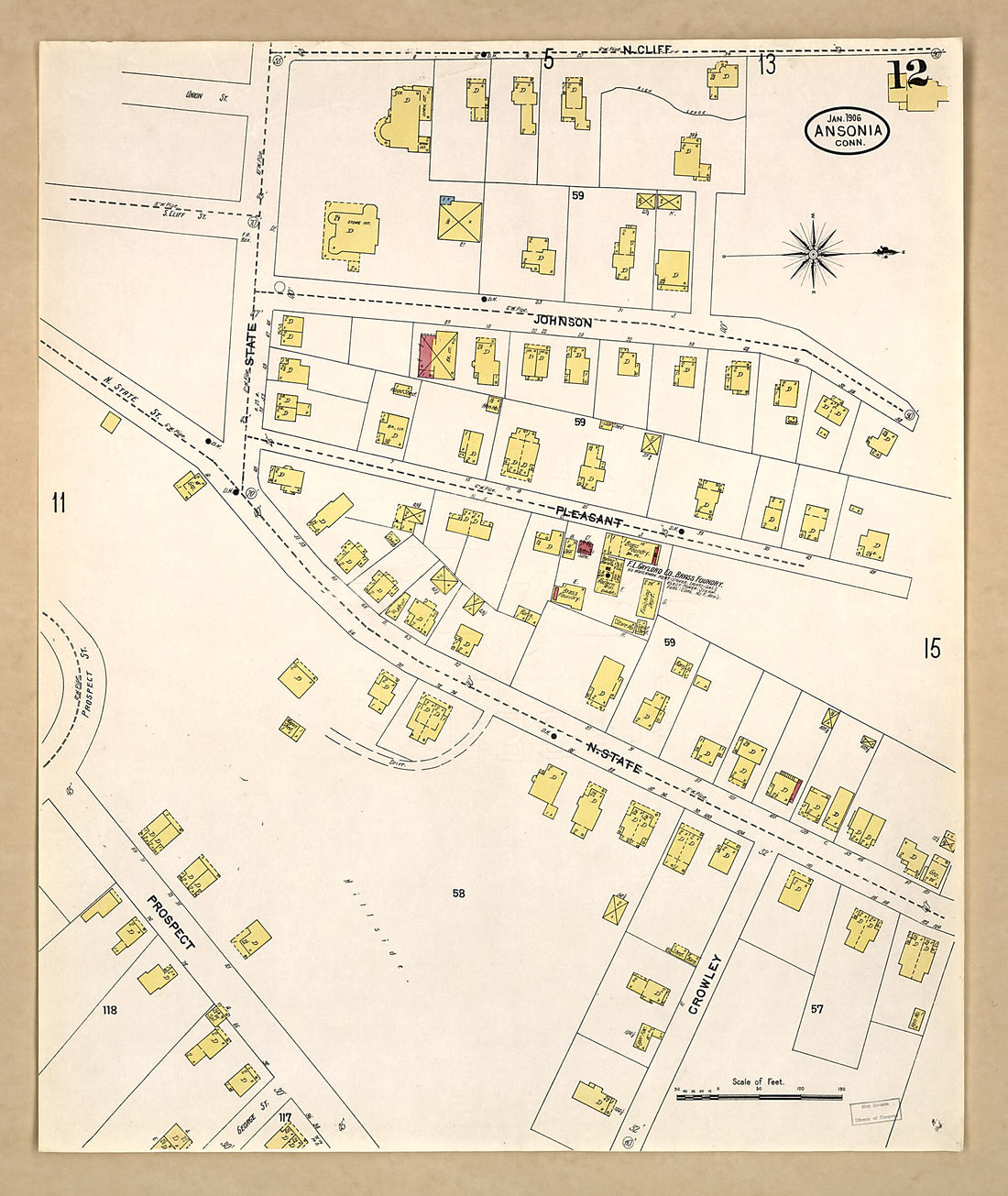 This old map of Ansonia, New Haven County, Connecticut was created by Sanborn Map Company in 1906