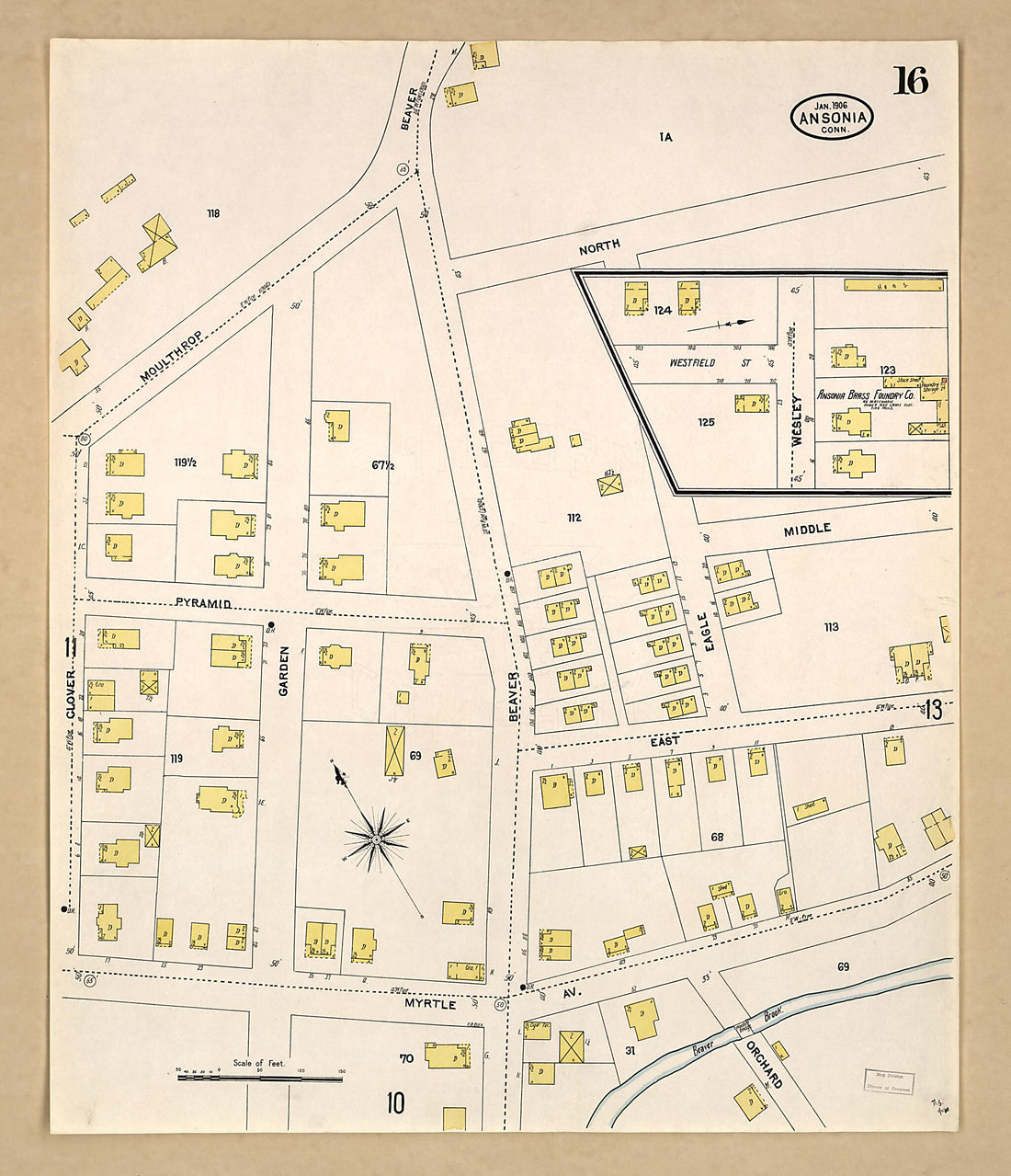 This old map of Ansonia, New Haven County, Connecticut was created by Sanborn Map Company in 1906