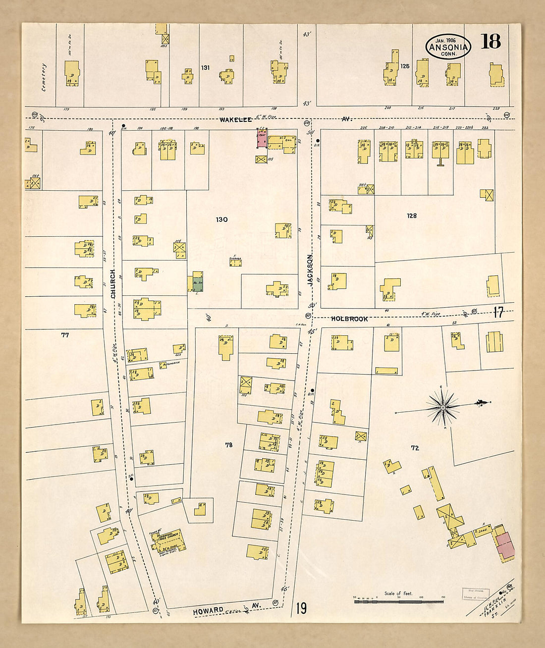 This old map of Ansonia, New Haven County, Connecticut was created by Sanborn Map Company in 1906