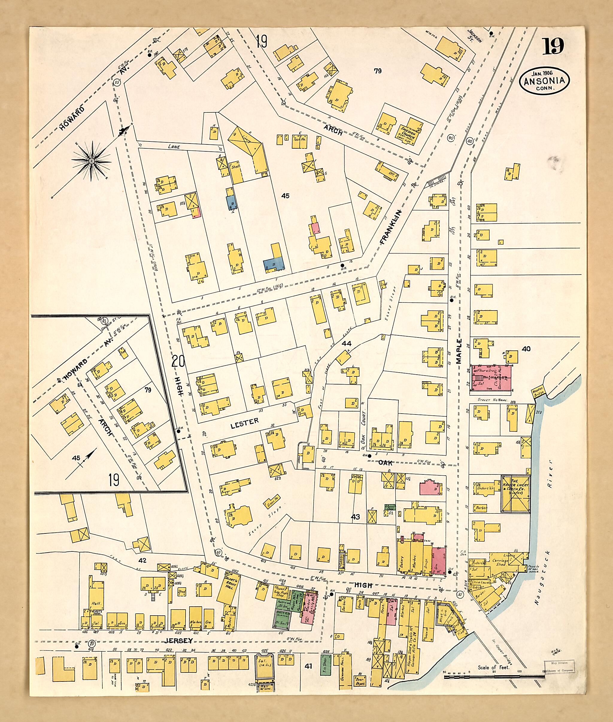 This old map of Ansonia, New Haven County, Connecticut was created by Sanborn Map Company in 1906