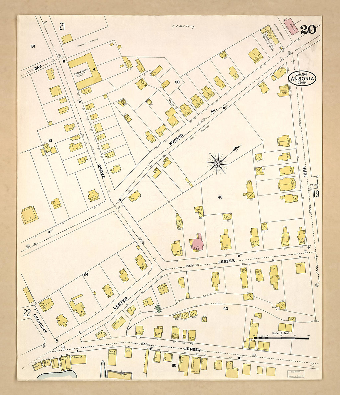 This old map of Ansonia, New Haven County, Connecticut was created by Sanborn Map Company in 1906