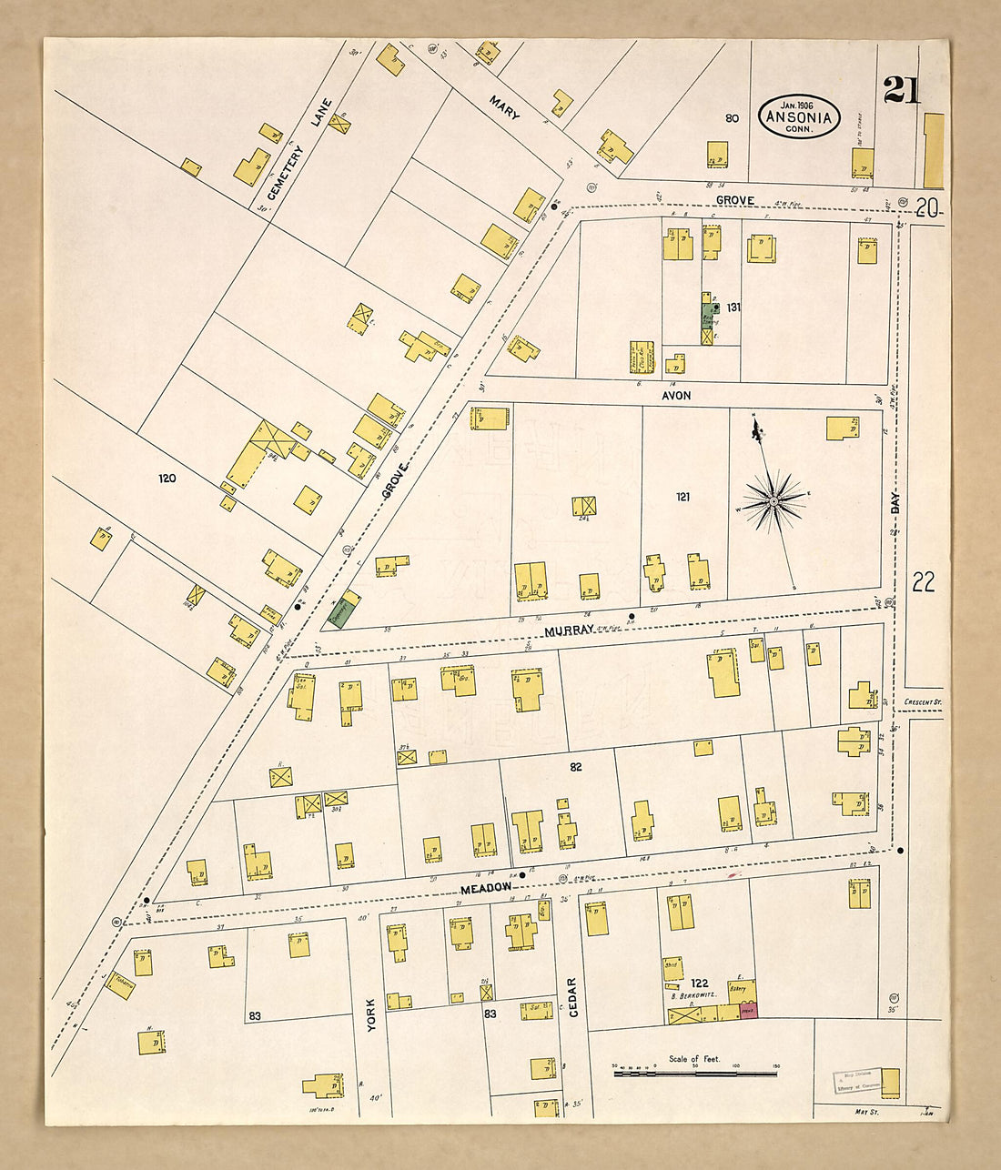 This old map of Ansonia, New Haven County, Connecticut was created by Sanborn Map Company in 1906