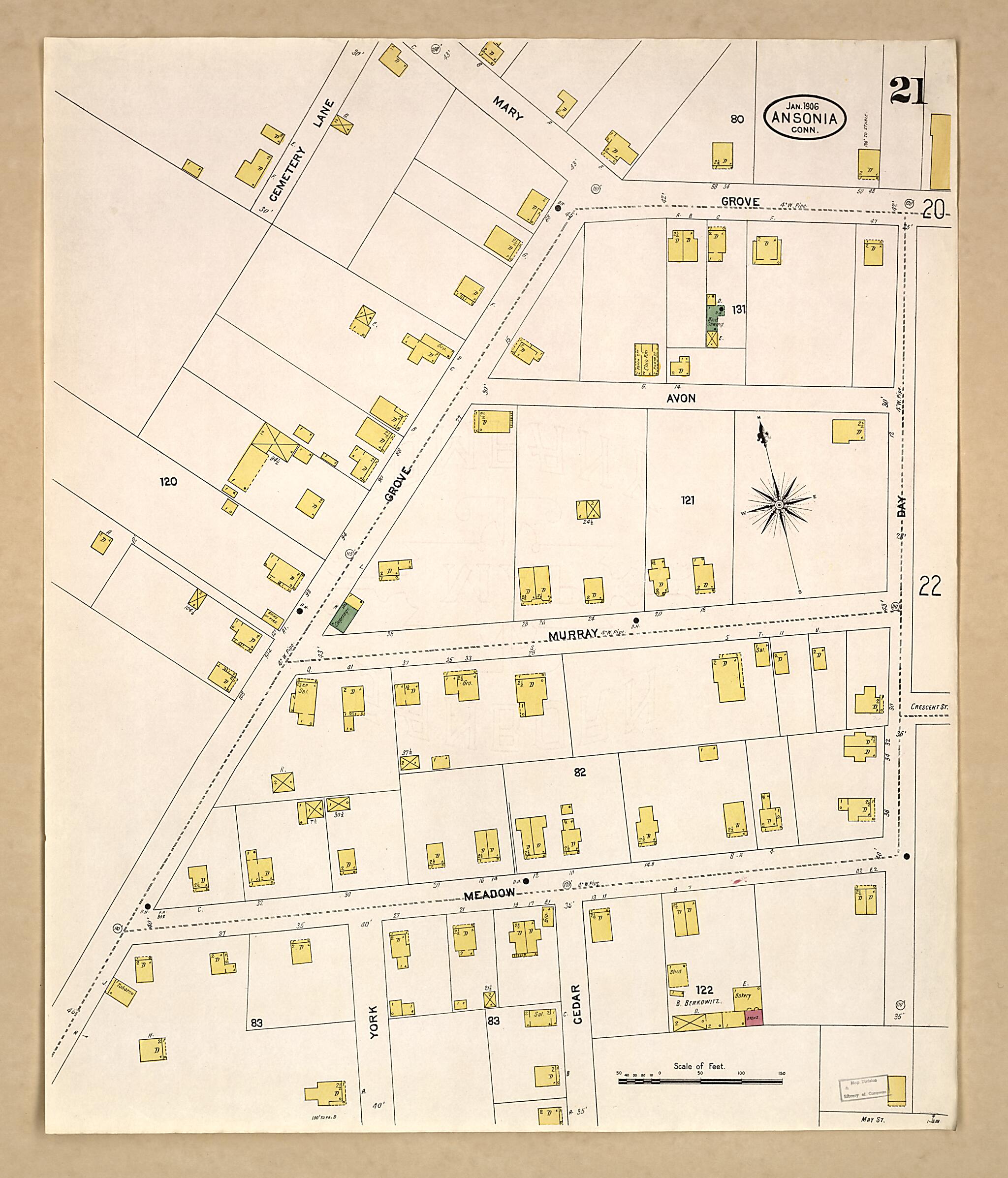 This old map of Ansonia, New Haven County, Connecticut was created by Sanborn Map Company in 1906