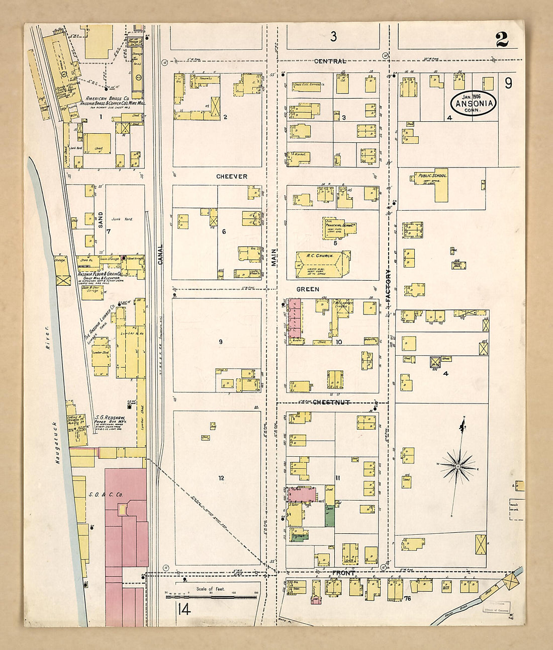This old map of Ansonia, New Haven County, Connecticut was created by Sanborn Map Company in 1906
