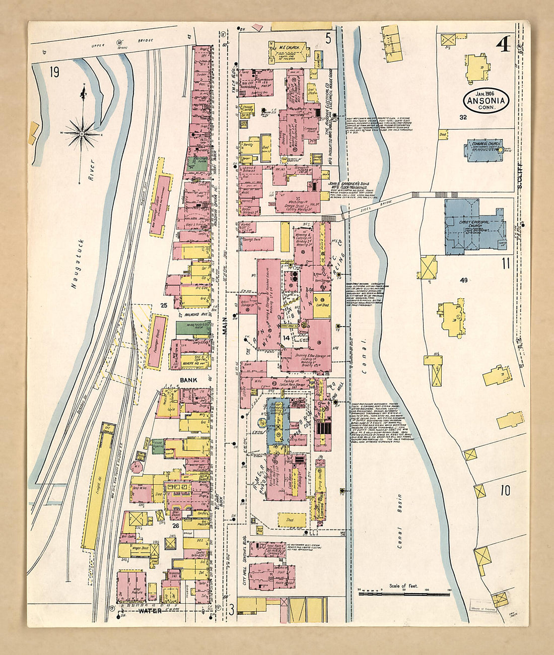 This old map of Ansonia, New Haven County, Connecticut was created by Sanborn Map Company in 1906