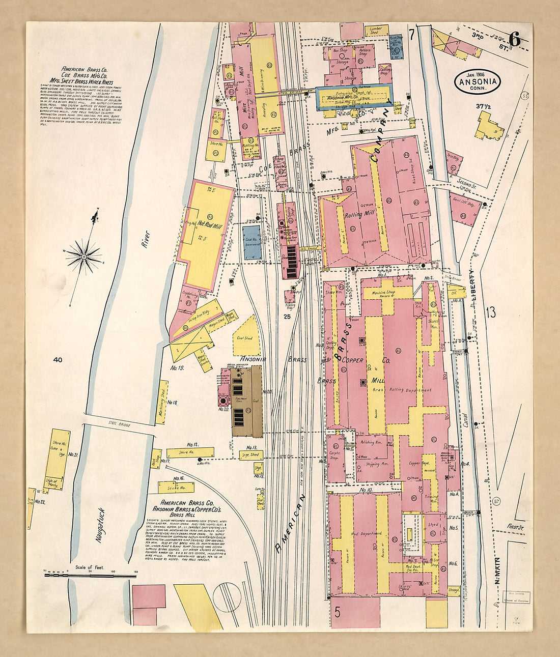 This old map of Ansonia, New Haven County, Connecticut was created by Sanborn Map Company in 1906