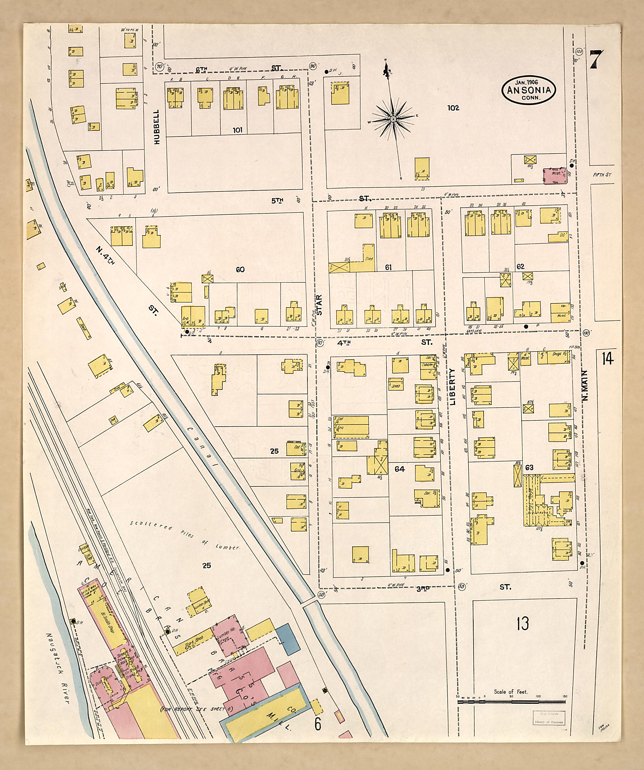 This old map of Ansonia, New Haven County, Connecticut was created by Sanborn Map Company in 1906