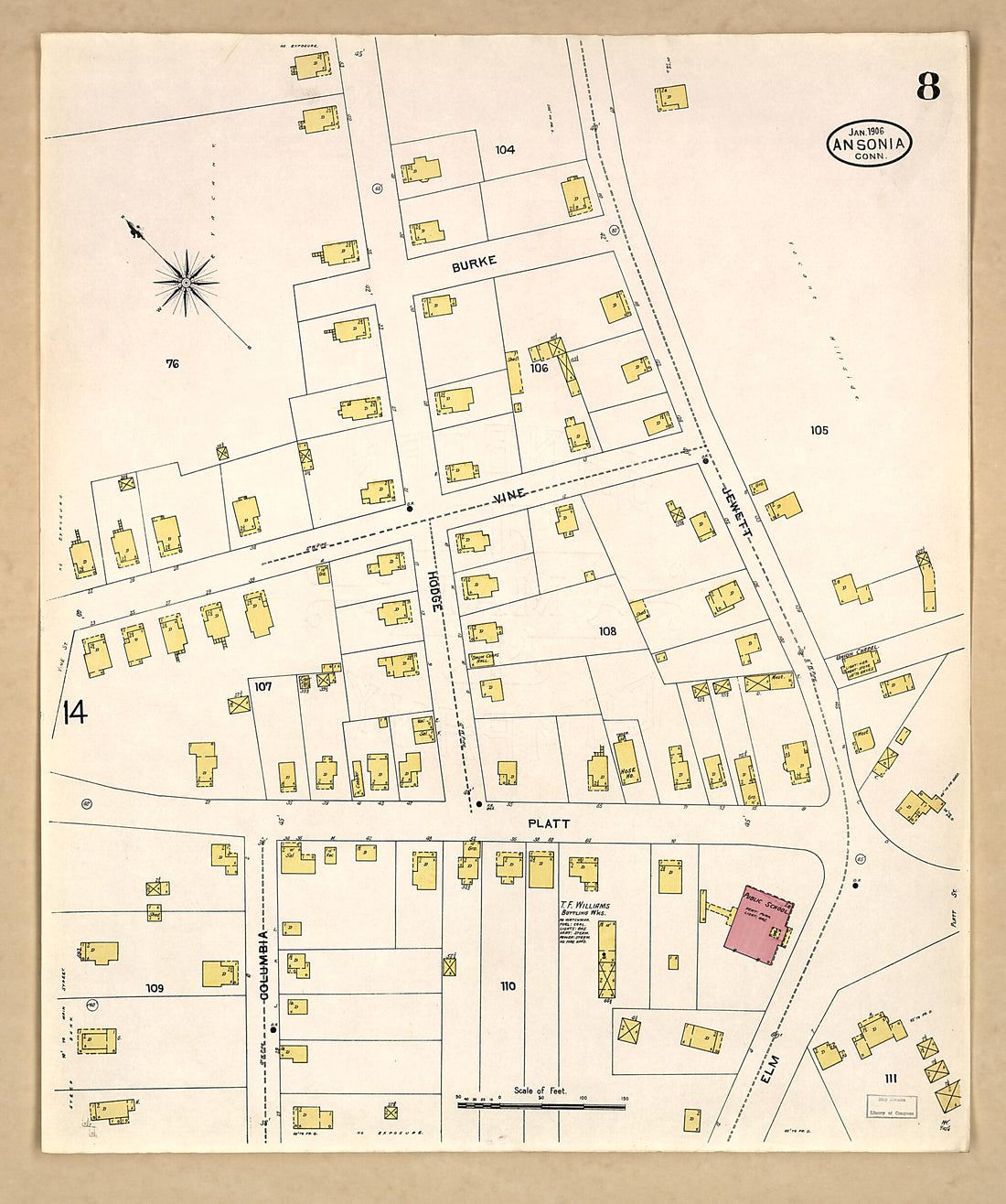 This old map of Ansonia, New Haven County, Connecticut was created by Sanborn Map Company in 1906