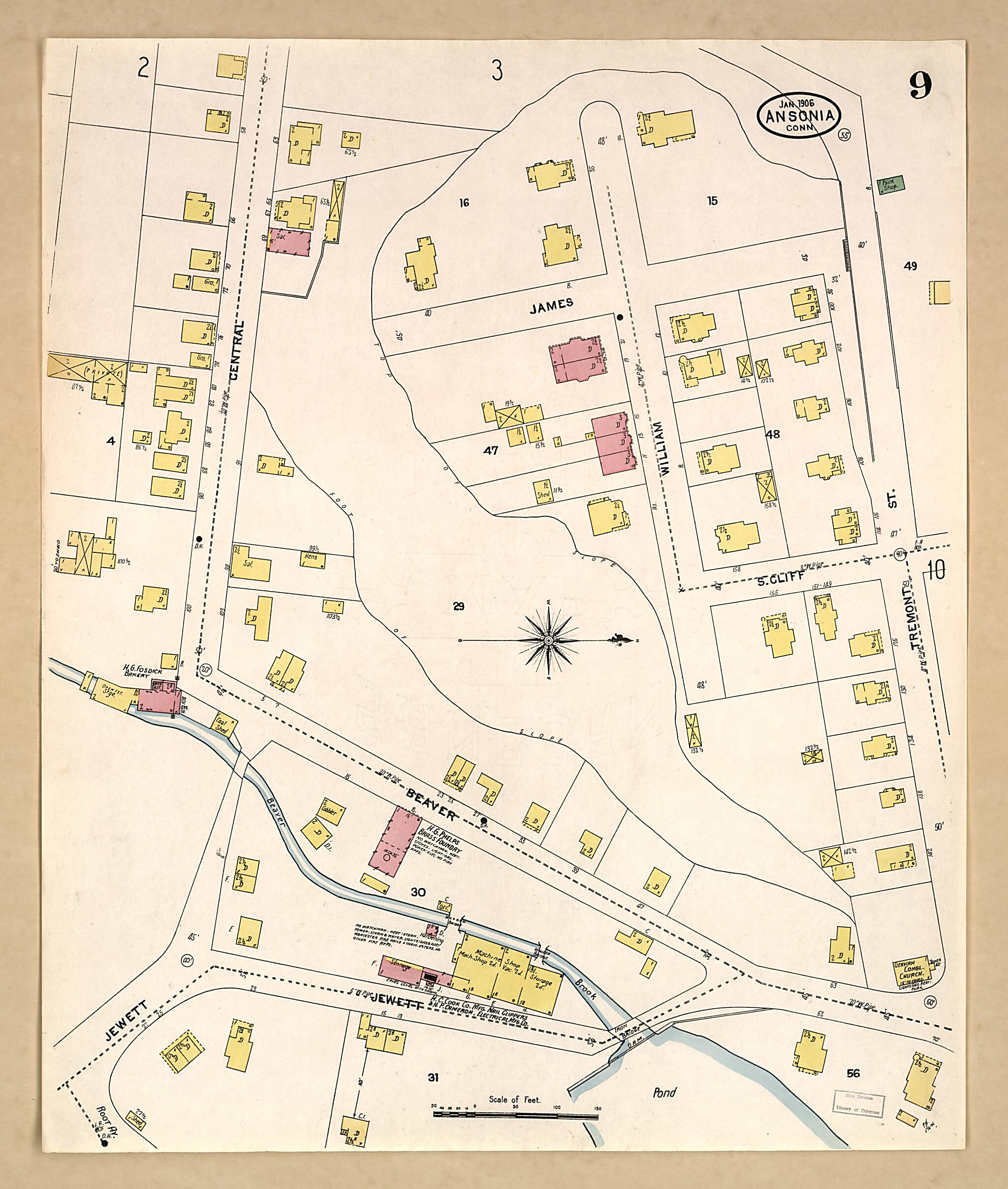 This old map of Ansonia, New Haven County, Connecticut was created by Sanborn Map Company in 1906