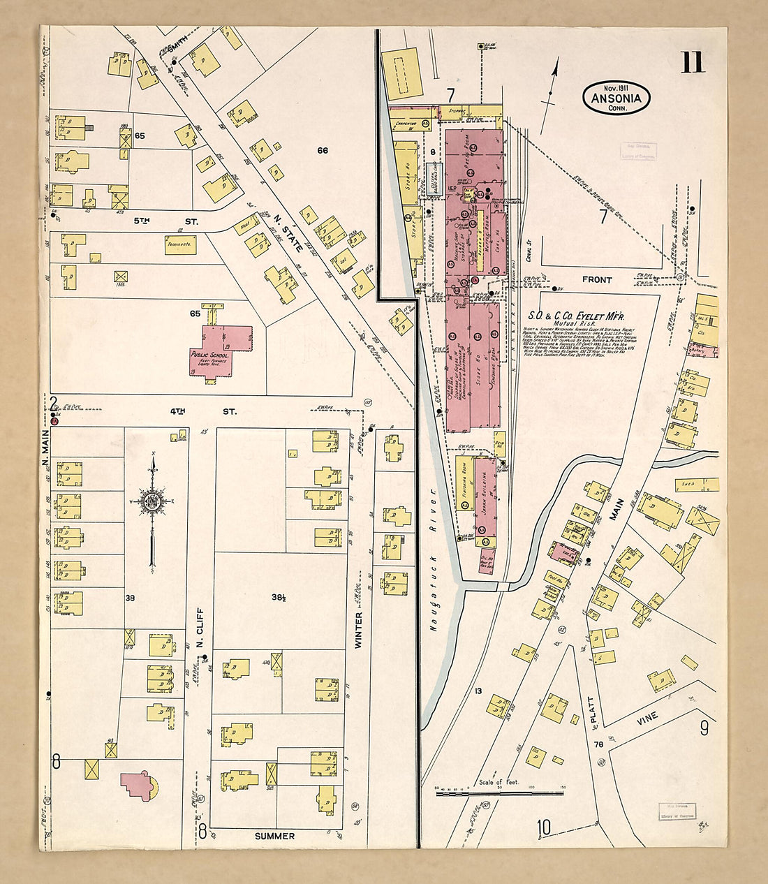 This old map of Ansonia, New Haven County, Connecticut was created by Sanborn Map Company in 1911