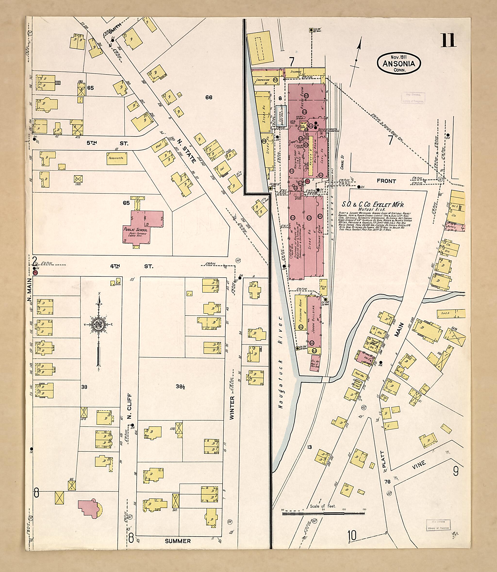 This old map of Ansonia, New Haven County, Connecticut was created by Sanborn Map Company in 1911