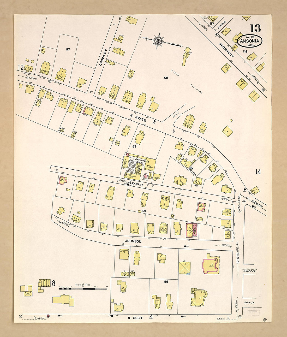 This old map of Ansonia, New Haven County, Connecticut was created by Sanborn Map Company in 1911
