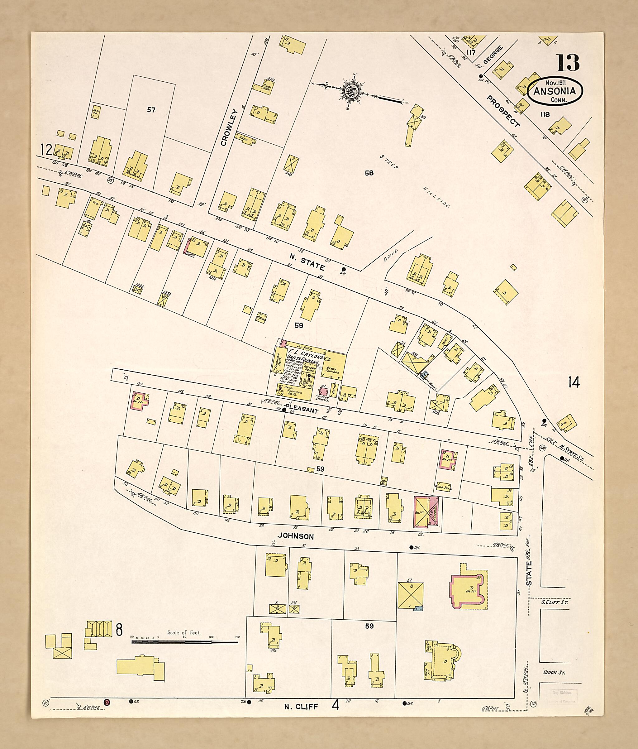 This old map of Ansonia, New Haven County, Connecticut was created by Sanborn Map Company in 1911