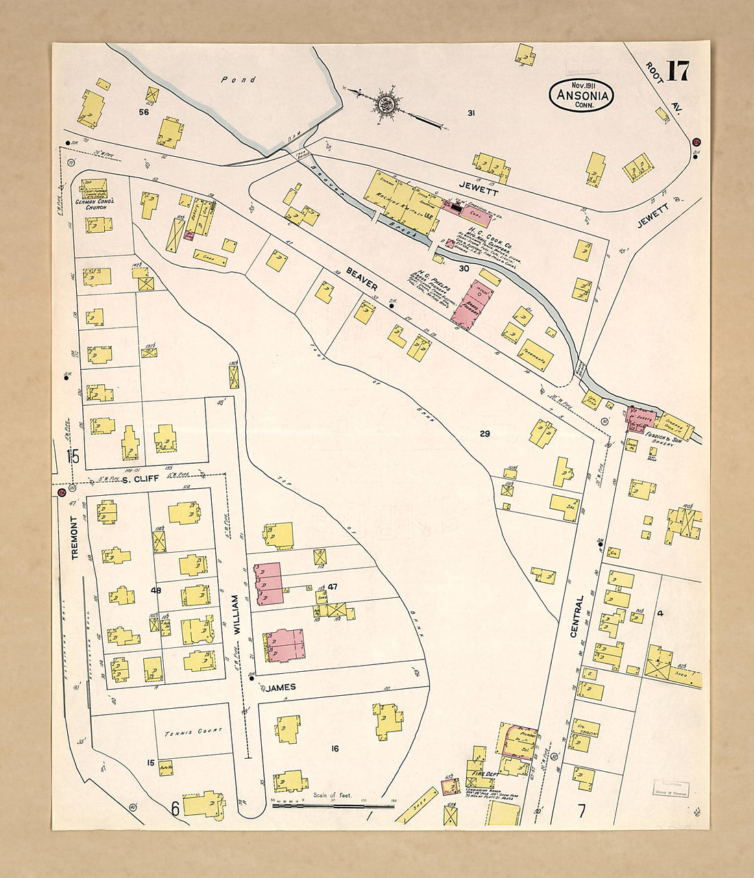 This old map of Ansonia, New Haven County, Connecticut was created by Sanborn Map Company in 1911