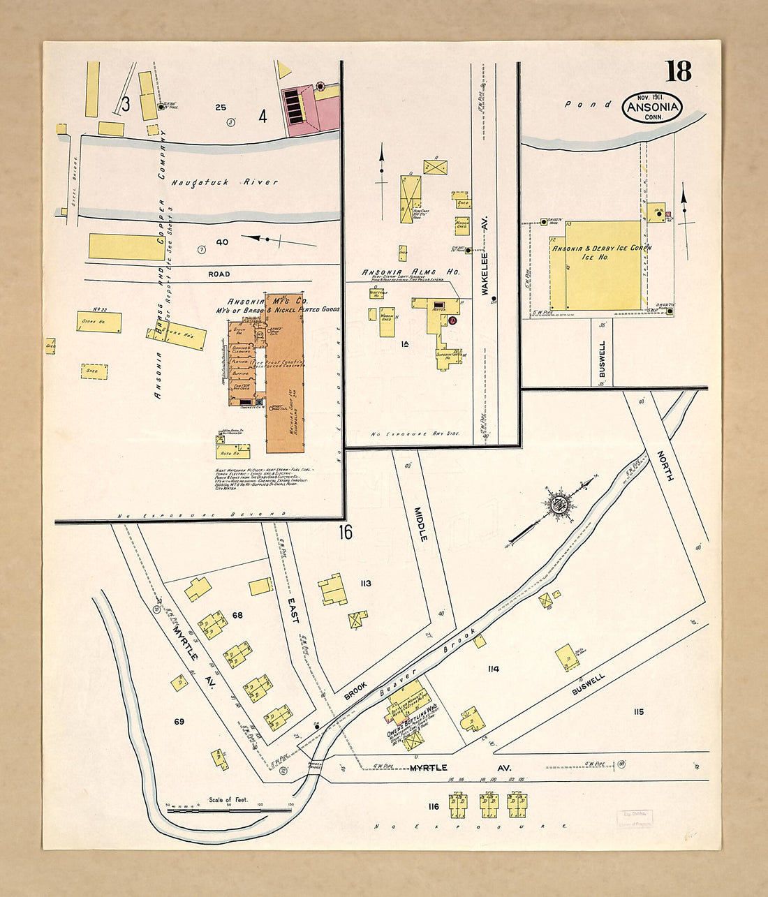 This old map of Ansonia, New Haven County, Connecticut was created by Sanborn Map Company in 1911