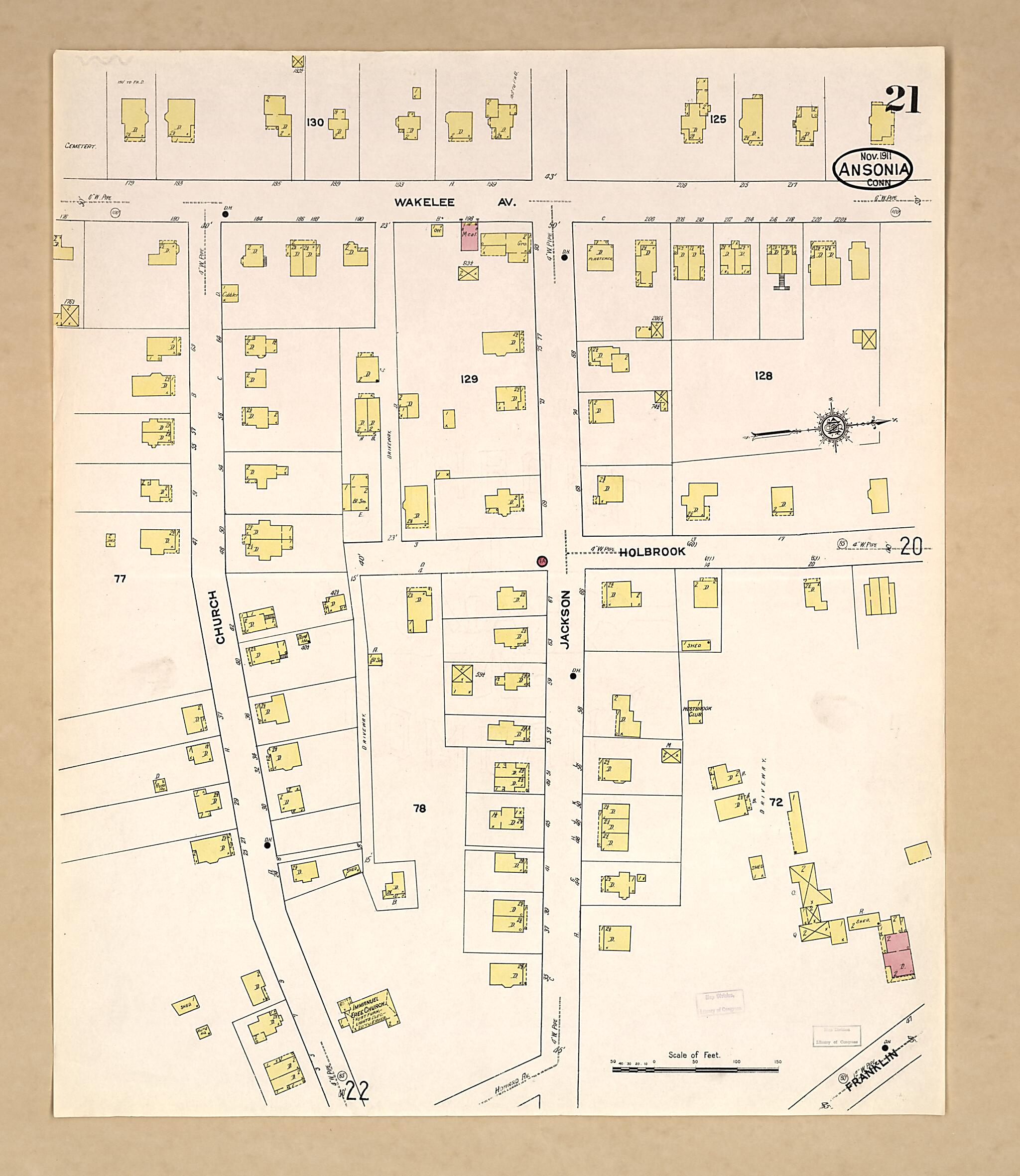 This old map of Ansonia, New Haven County, Connecticut was created by Sanborn Map Company in 1911