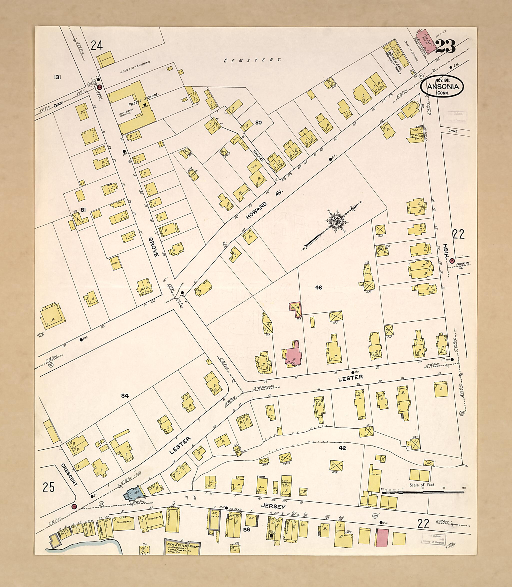 This old map of Ansonia, New Haven County, Connecticut was created by Sanborn Map Company in 1911