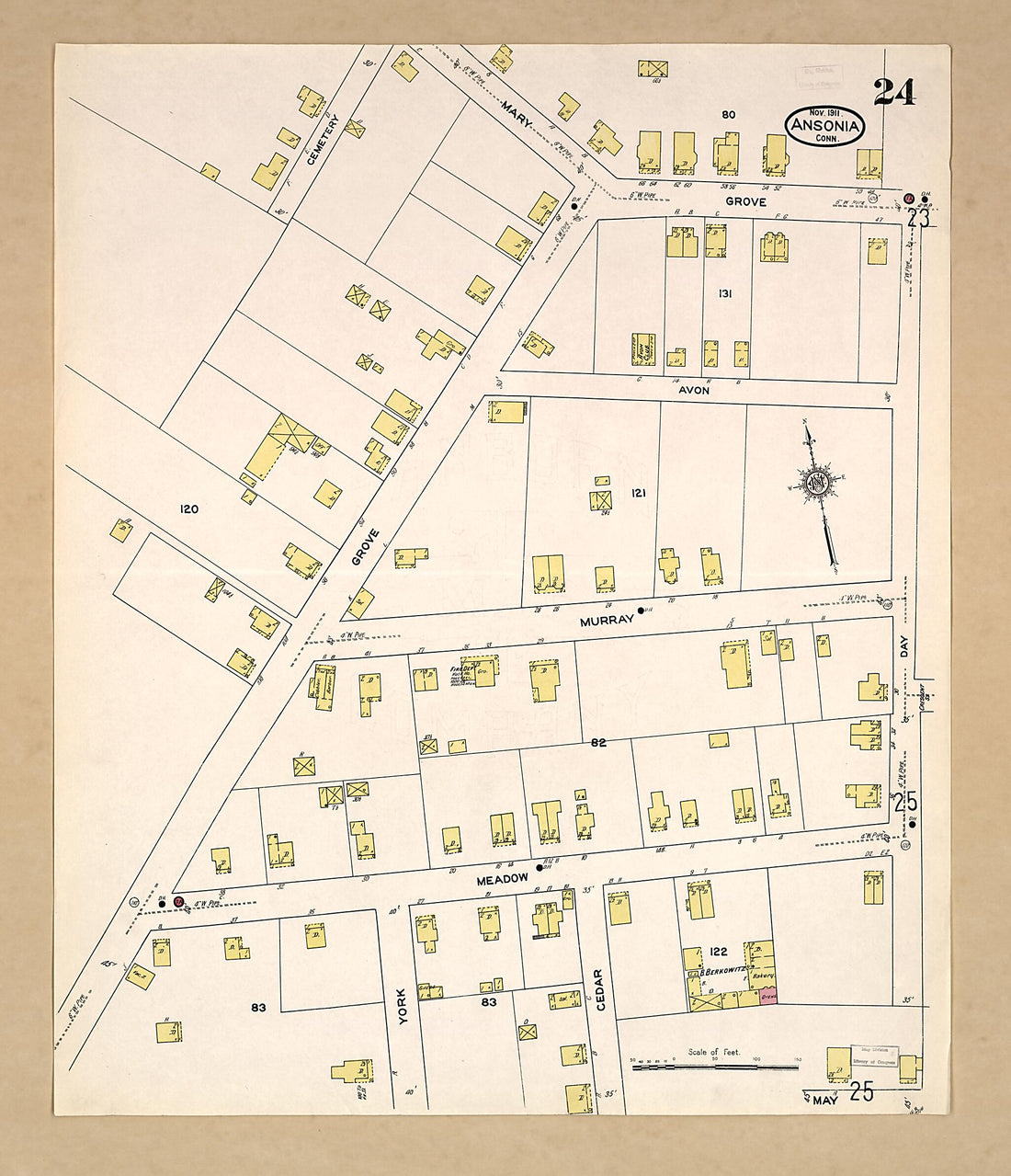 This old map of Ansonia, New Haven County, Connecticut was created by Sanborn Map Company in 1911