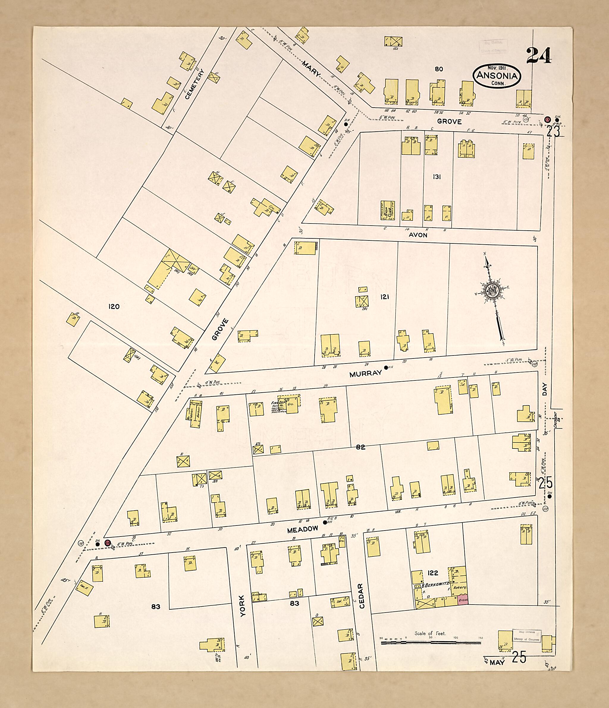 This old map of Ansonia, New Haven County, Connecticut was created by Sanborn Map Company in 1911