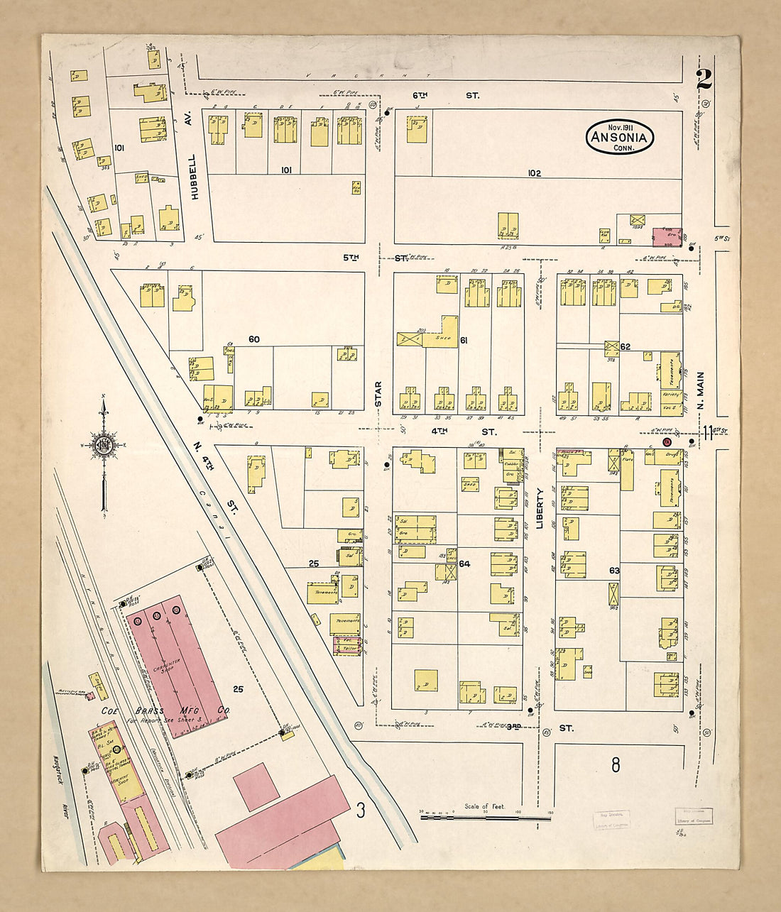 This old map of Ansonia, New Haven County, Connecticut was created by Sanborn Map Company in 1911
