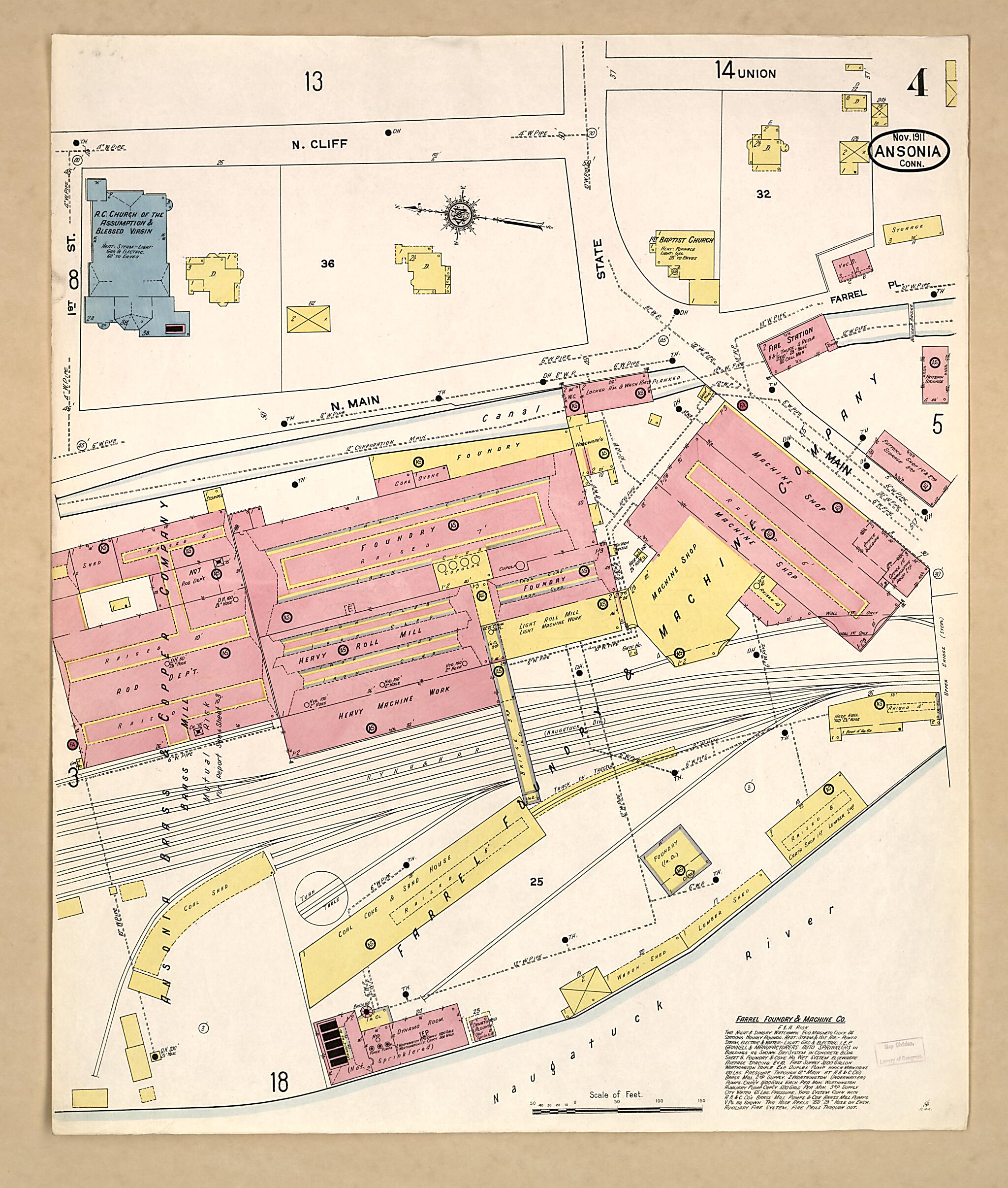 This old map of Ansonia, New Haven County, Connecticut was created by Sanborn Map Company in 1911
