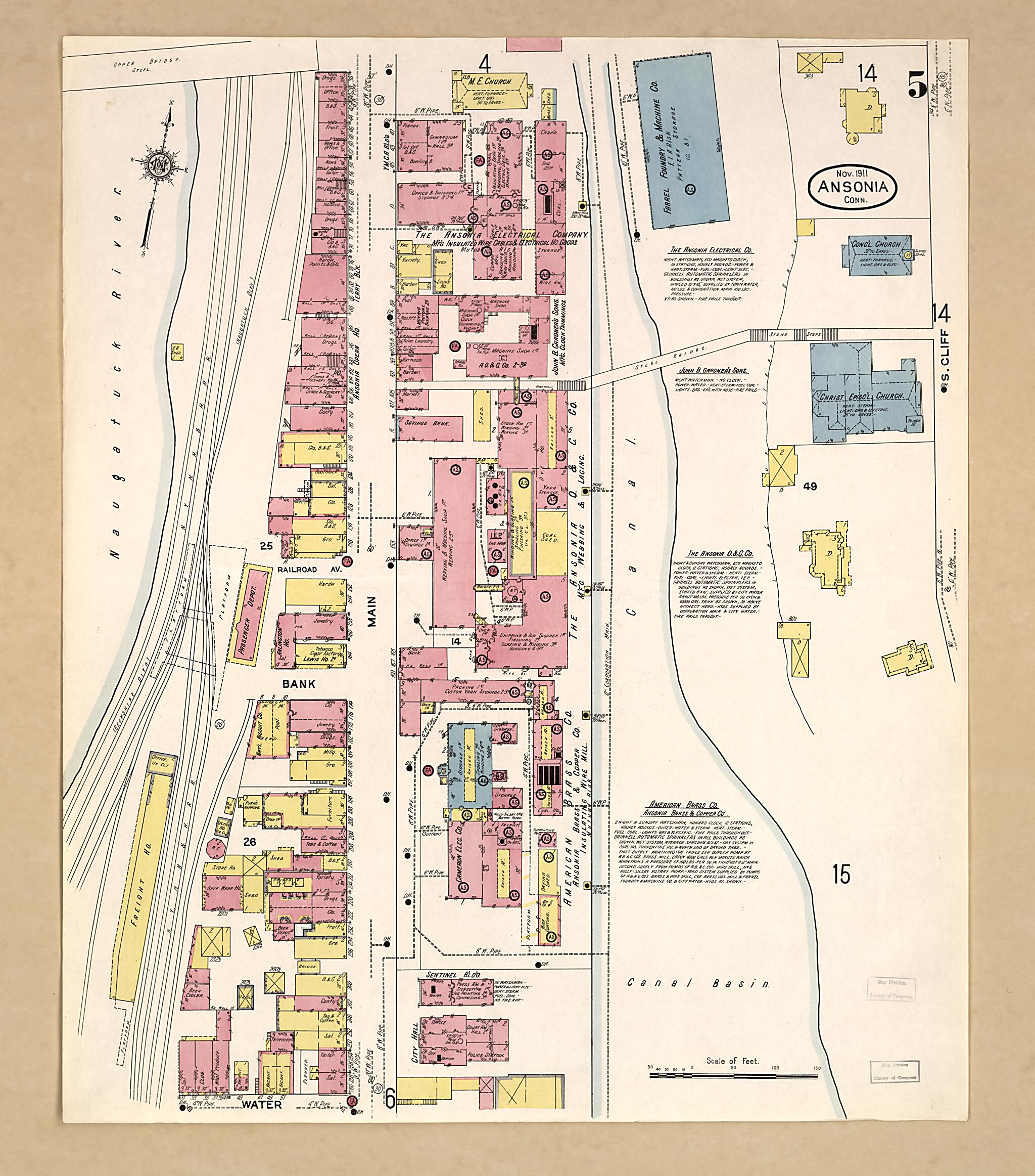 This old map of Ansonia, New Haven County, Connecticut was created by Sanborn Map Company in 1911