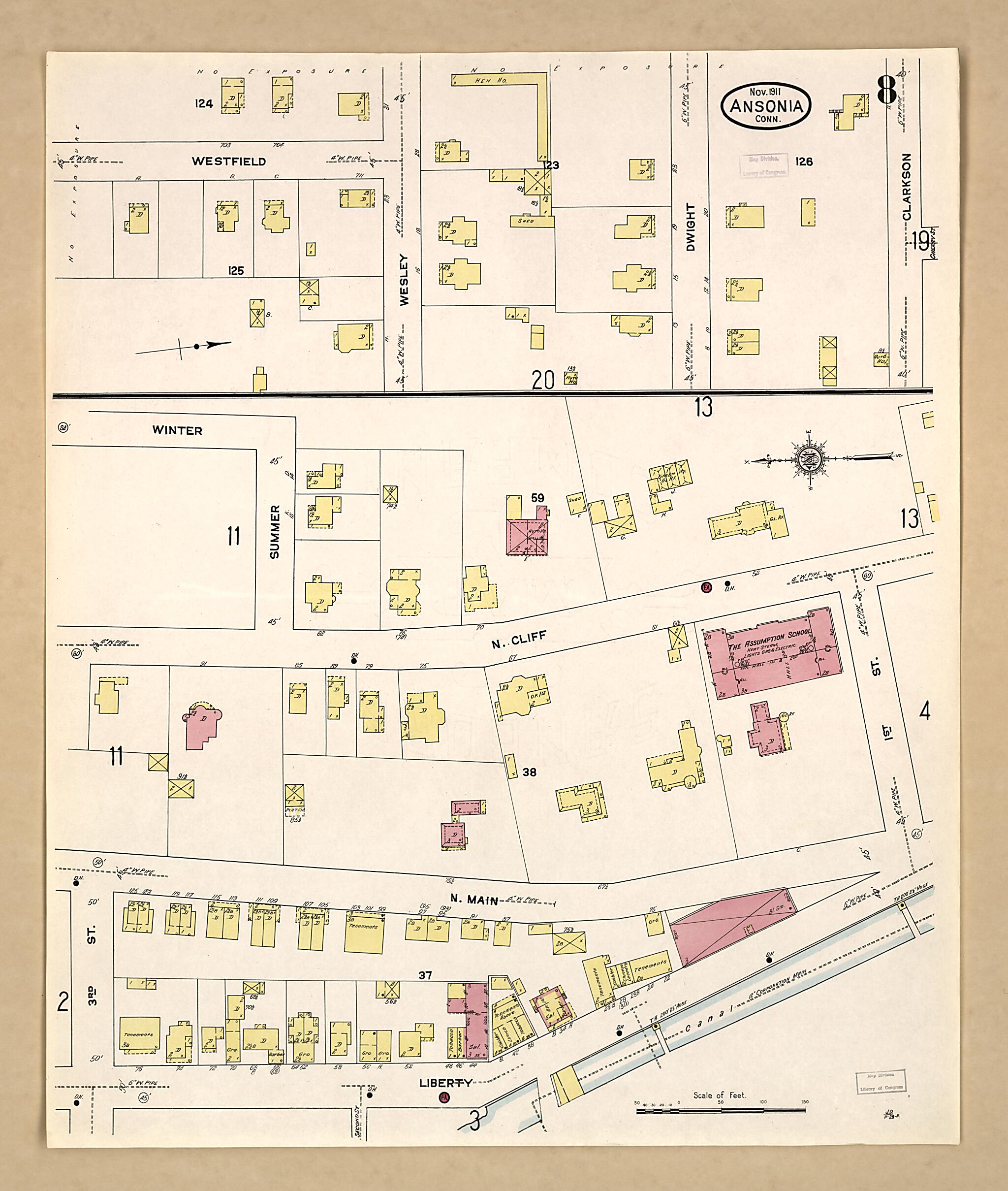 This old map of Ansonia, New Haven County, Connecticut was created by Sanborn Map Company in 1911