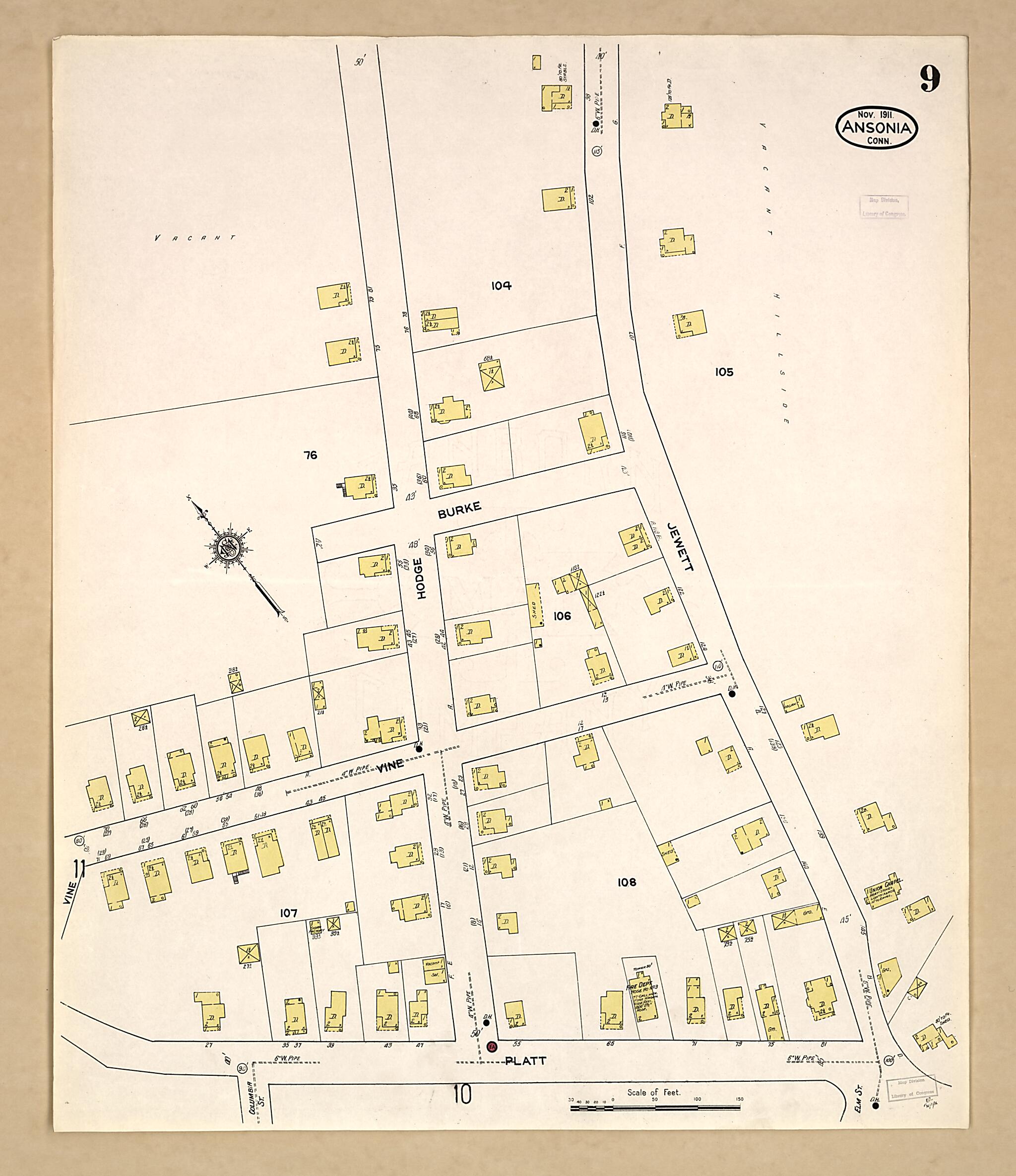 This old map of Ansonia, New Haven County, Connecticut was created by Sanborn Map Company in 1911