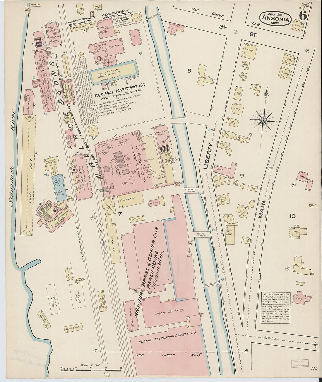 This old map of Ansonia, New Haven County, Connecticut was created by Sanborn Map Company in 1884