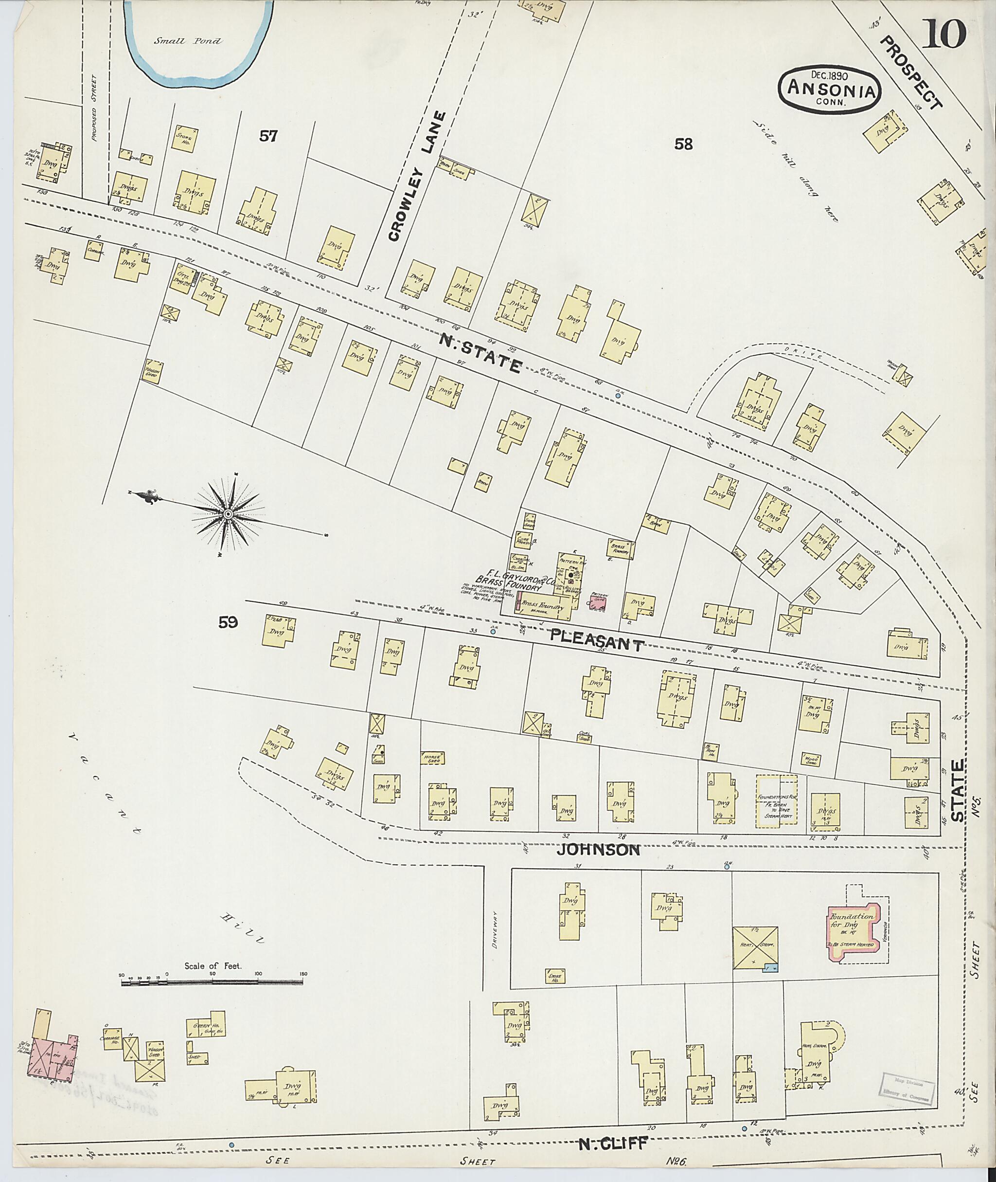 This old map of Ansonia, New Haven County, Connecticut was created by Sanborn Map Company in 1890