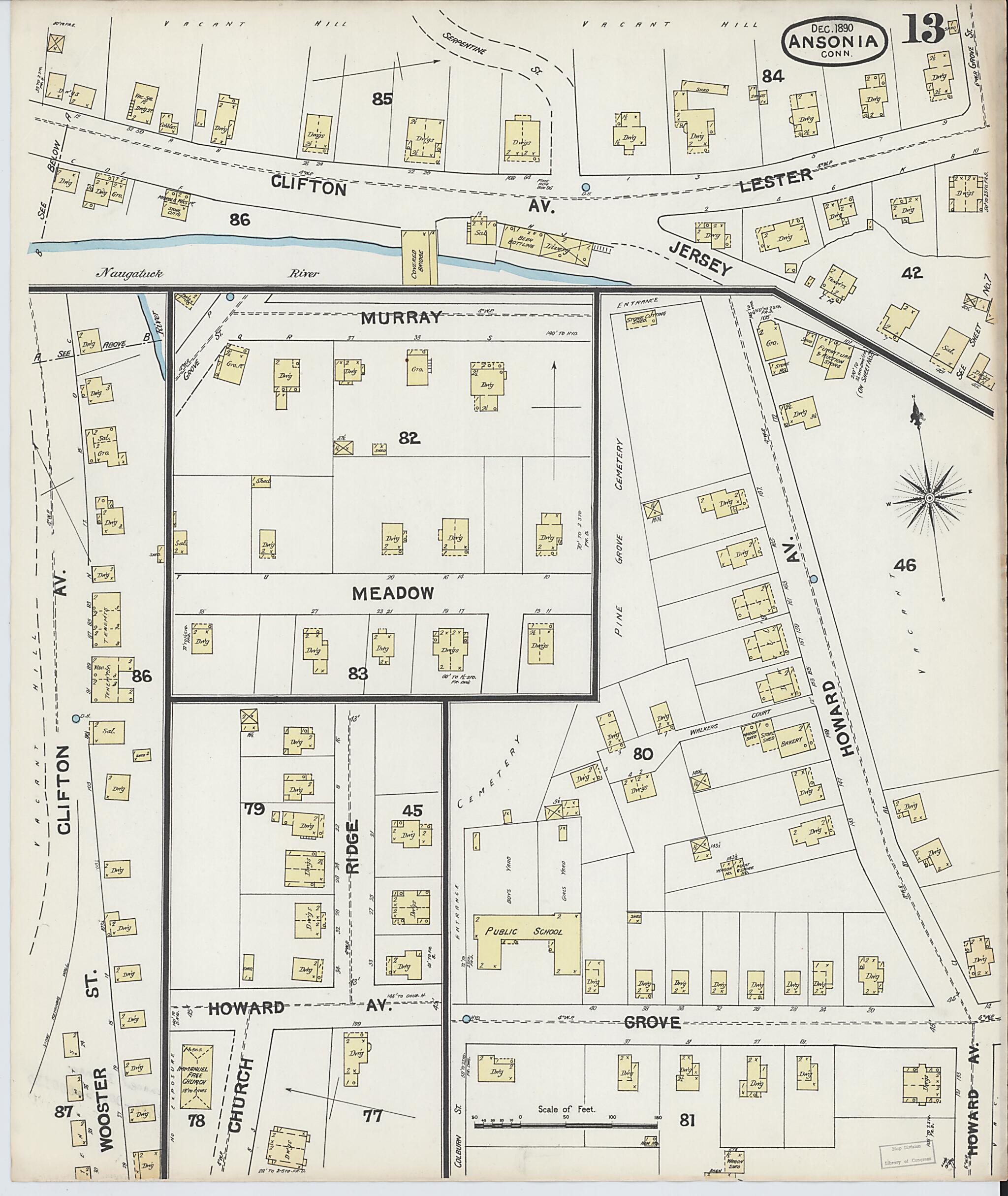 This old map of Ansonia, New Haven County, Connecticut was created by Sanborn Map Company in 1890