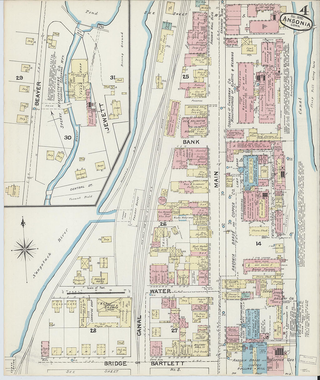 This old map of Ansonia, New Haven County, Connecticut was created by Sanborn Map Company in 1890