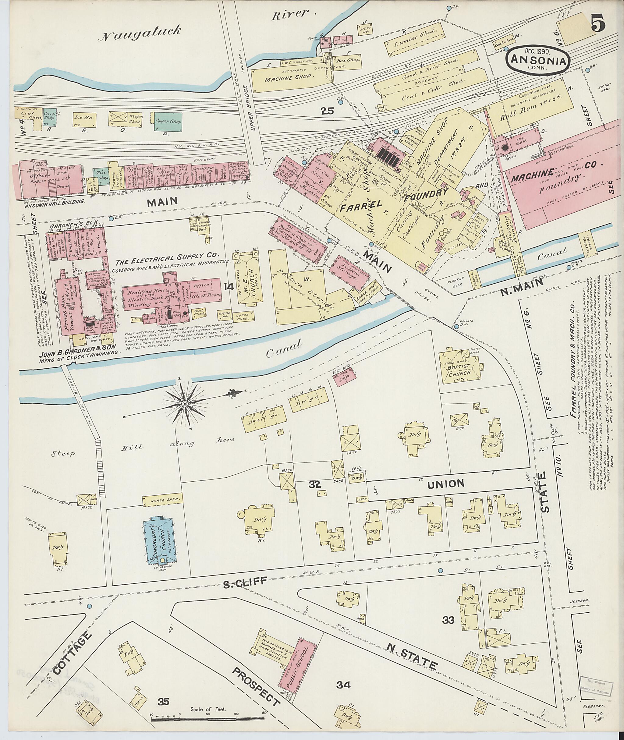 This old map of Ansonia, New Haven County, Connecticut was created by Sanborn Map Company in 1890