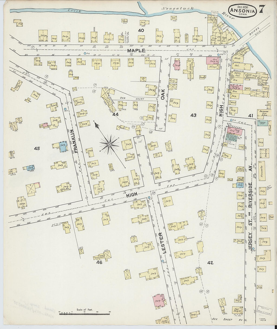 This old map of Ansonia, New Haven County, Connecticut was created by Sanborn Map Company in 1890