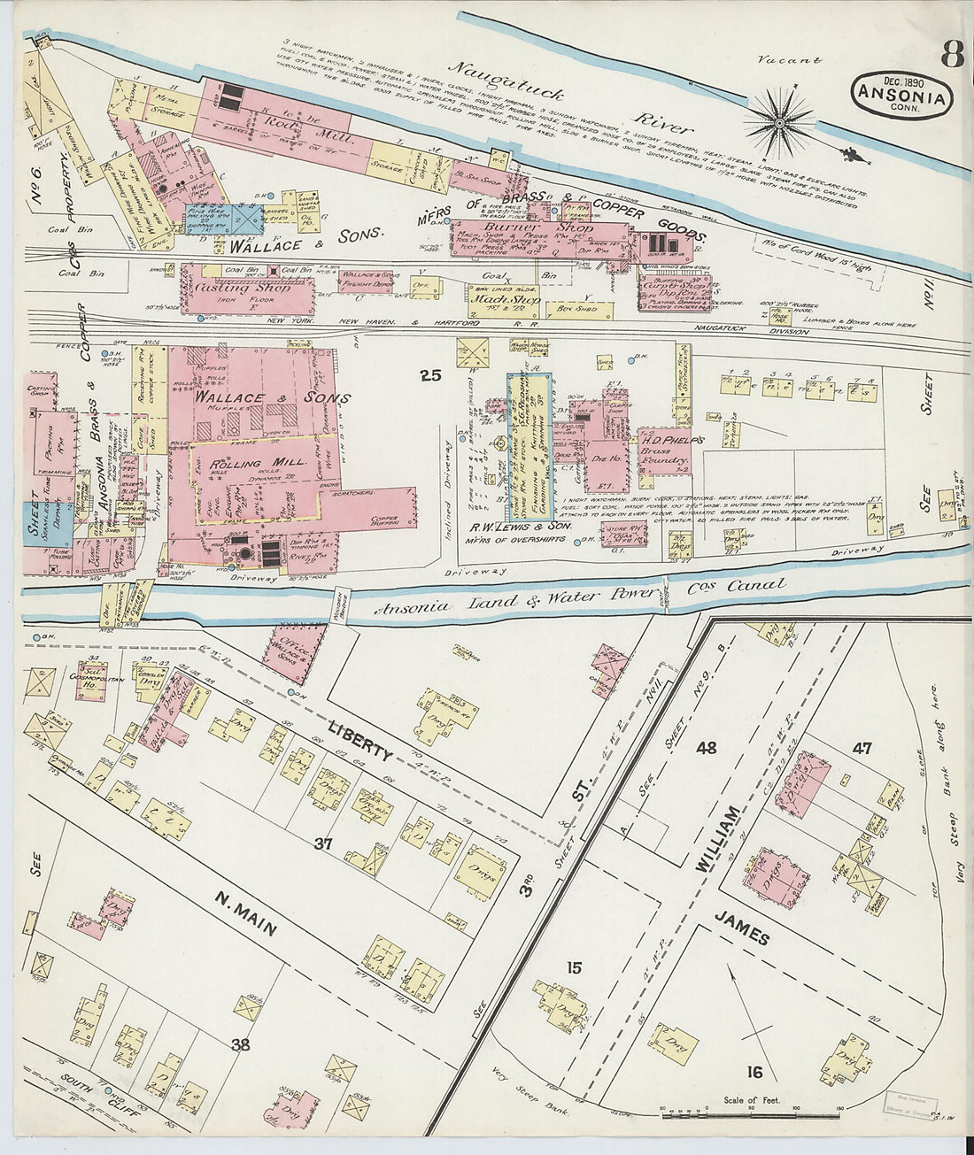 This old map of Ansonia, New Haven County, Connecticut was created by Sanborn Map Company in 1890