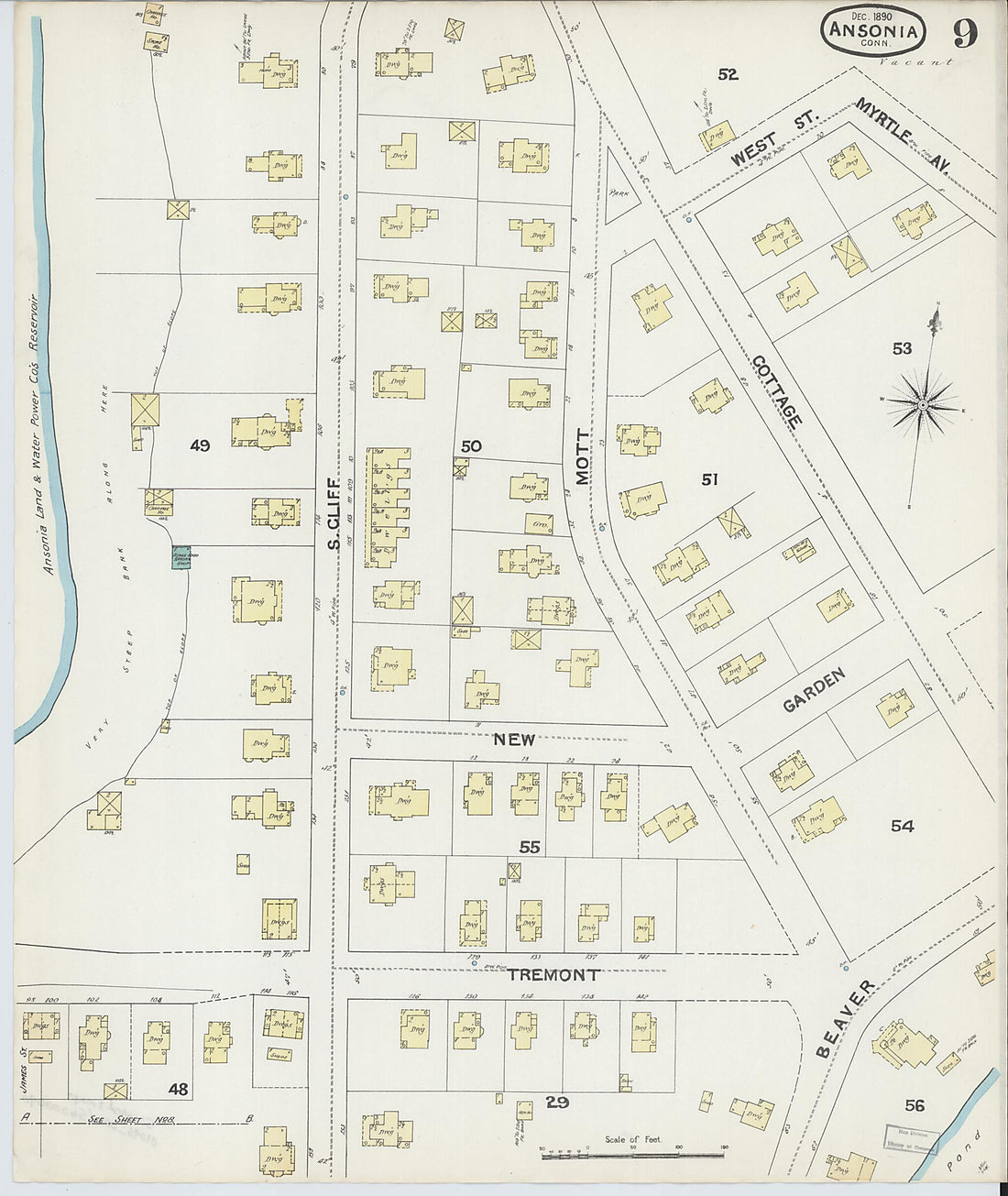 This old map of Ansonia, New Haven County, Connecticut was created by Sanborn Map Company in 1890