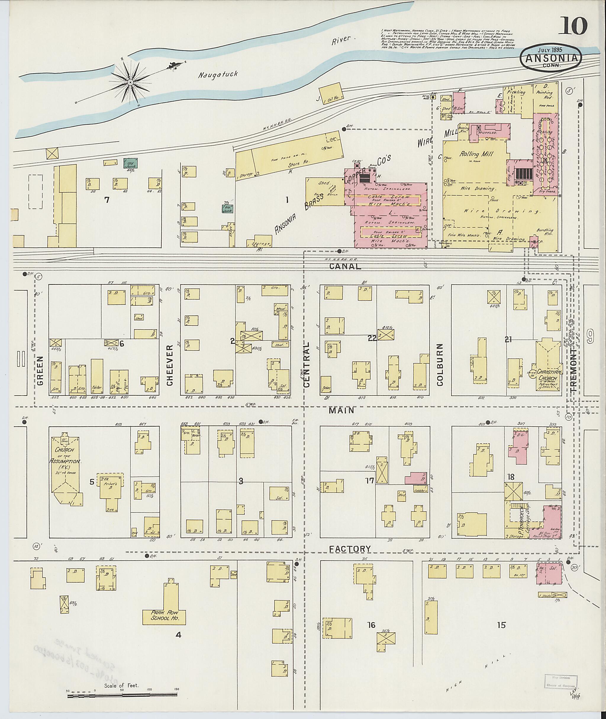This old map of Ansonia, New Haven County, Connecticut was created by Sanborn Map Company in 1895