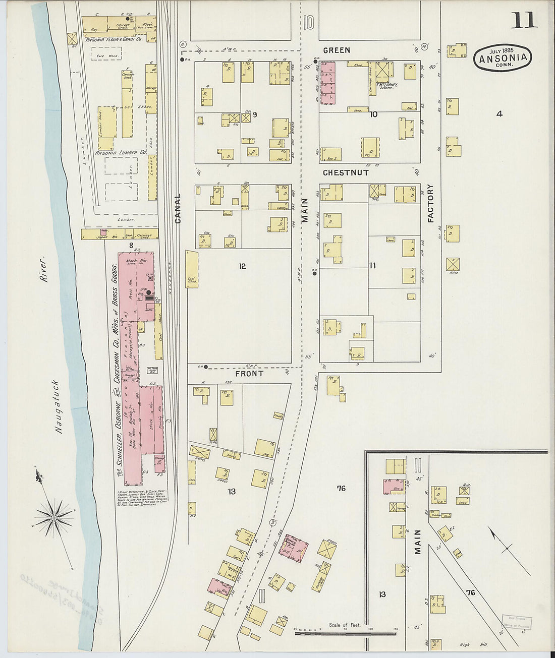 This old map of Ansonia, New Haven County, Connecticut was created by Sanborn Map Company in 1895